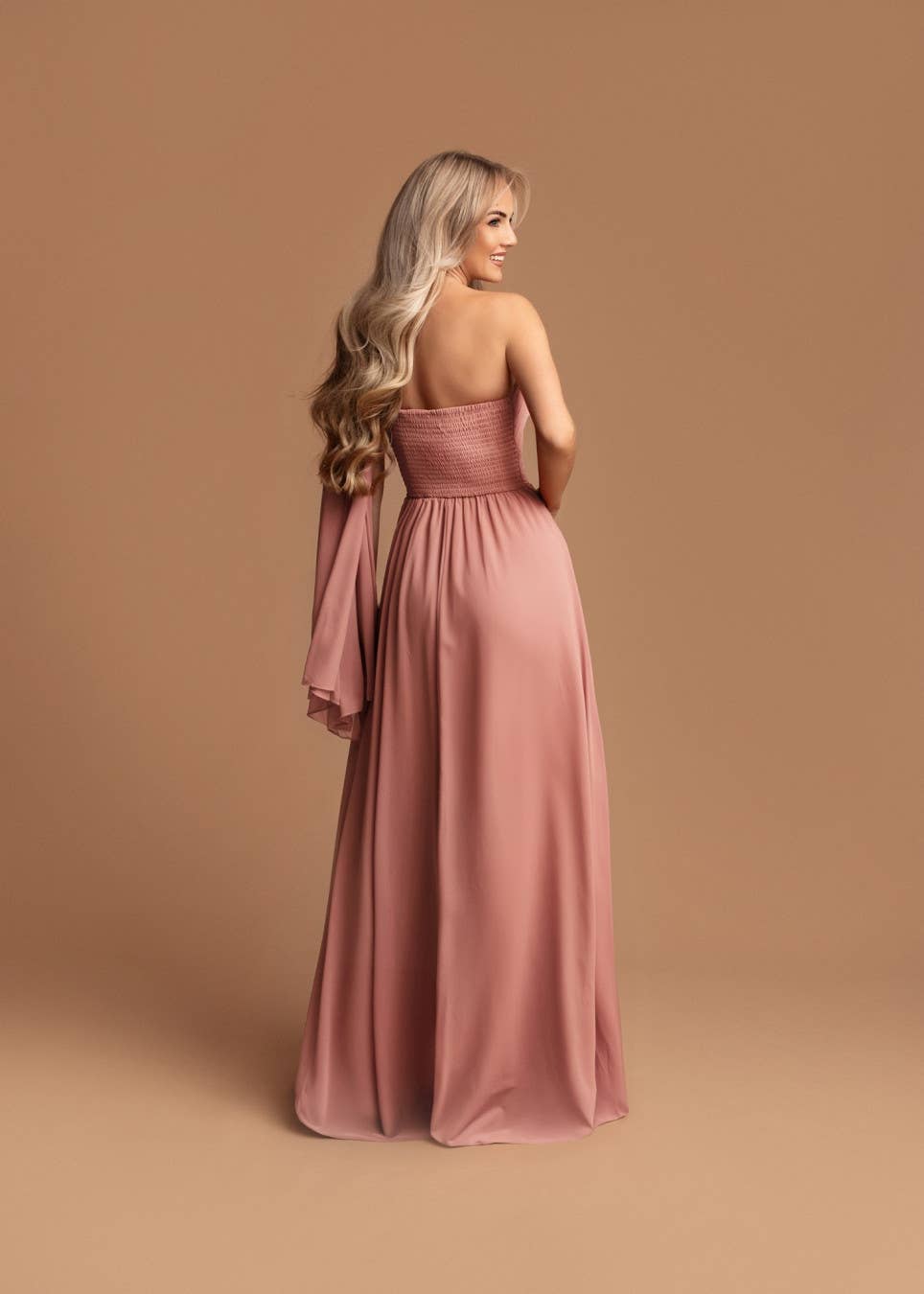 Langes asymmetrisch Kleid Rosa