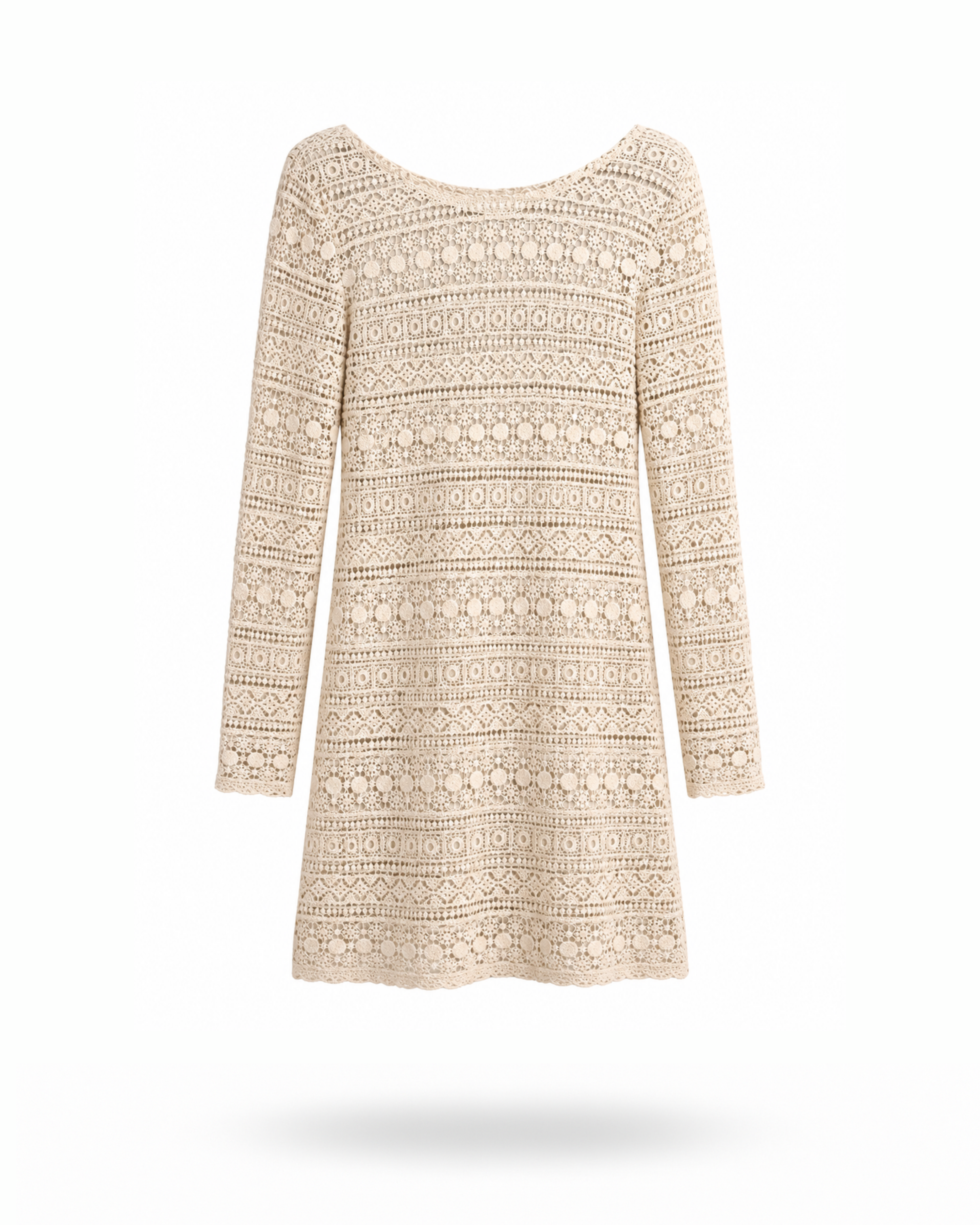 Strickkleid Langarm Beige