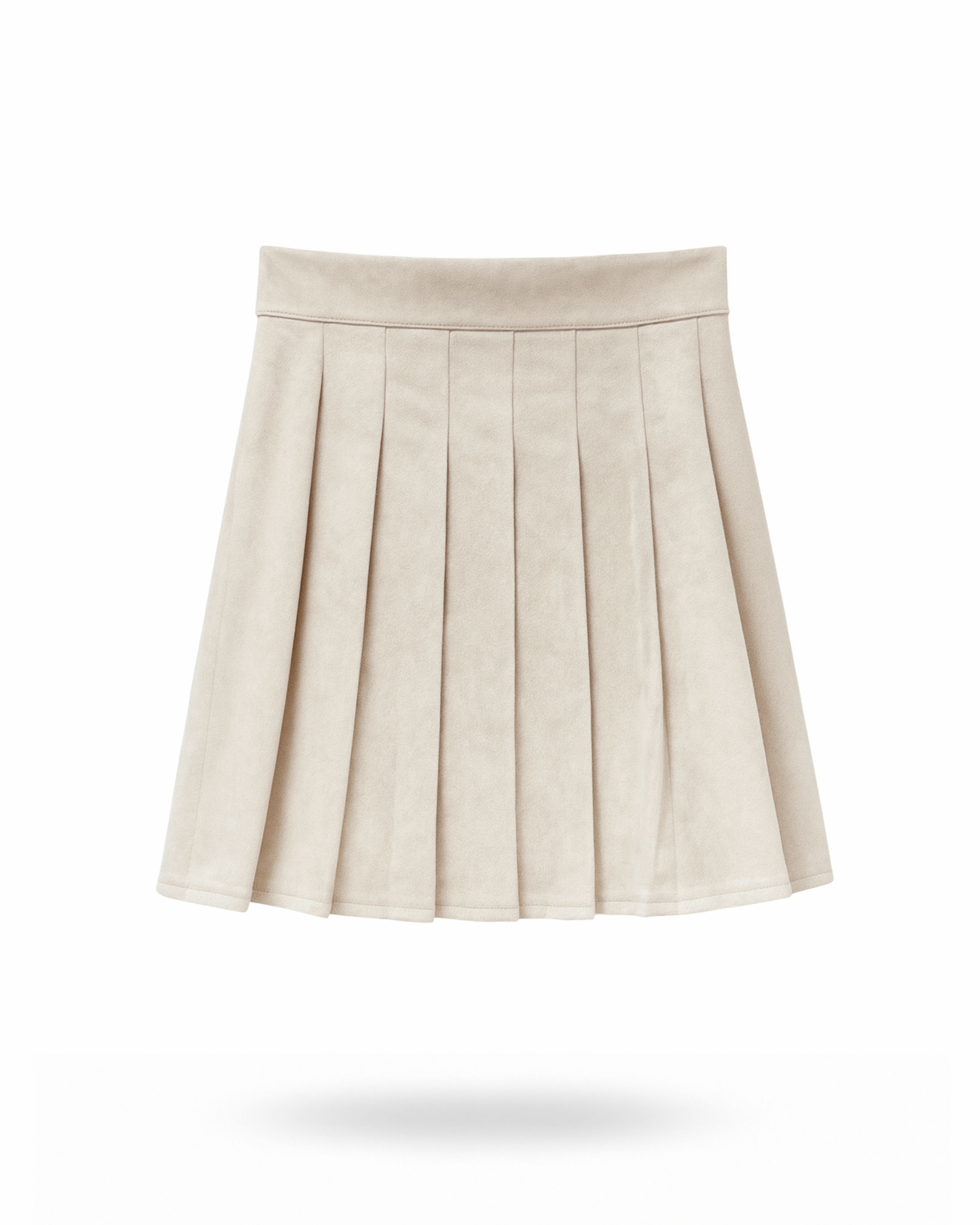 Faltenrock, Rock mit Falten, Plisseerock, Damenrock, hellbeiger Rock, Beiger Rock, Eleganter Rock, Herbstrock, Winterrock, Velours Rock, Wildlederoptik, A-Linien Rock, Kurzer Rock, Midi Rock, Trendrock, Minimalistischer Rock, Rock für Alltag, Business Rock, Freizeit Rock, Rock kombinieren, Mode Damen, Juparo Style