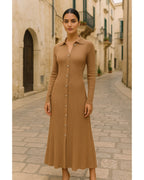 Strickkleid Rippstrick Braun