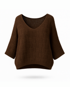 Oversize Pullover Damen mit V-Ausschnitt

Strickpullover mit Fledermausärmeln One Size

Warmer Herbstpullover mit Strukturmuster

Bequemer Damenpullover für den Alltag

Locker fallender Strickpullover für jede Figur

Trendiger brauner Pullover Damen