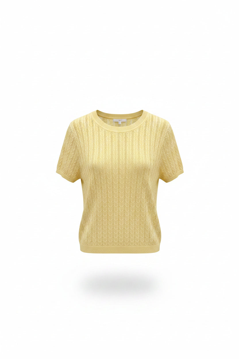 Strick T-Shirt Gelb