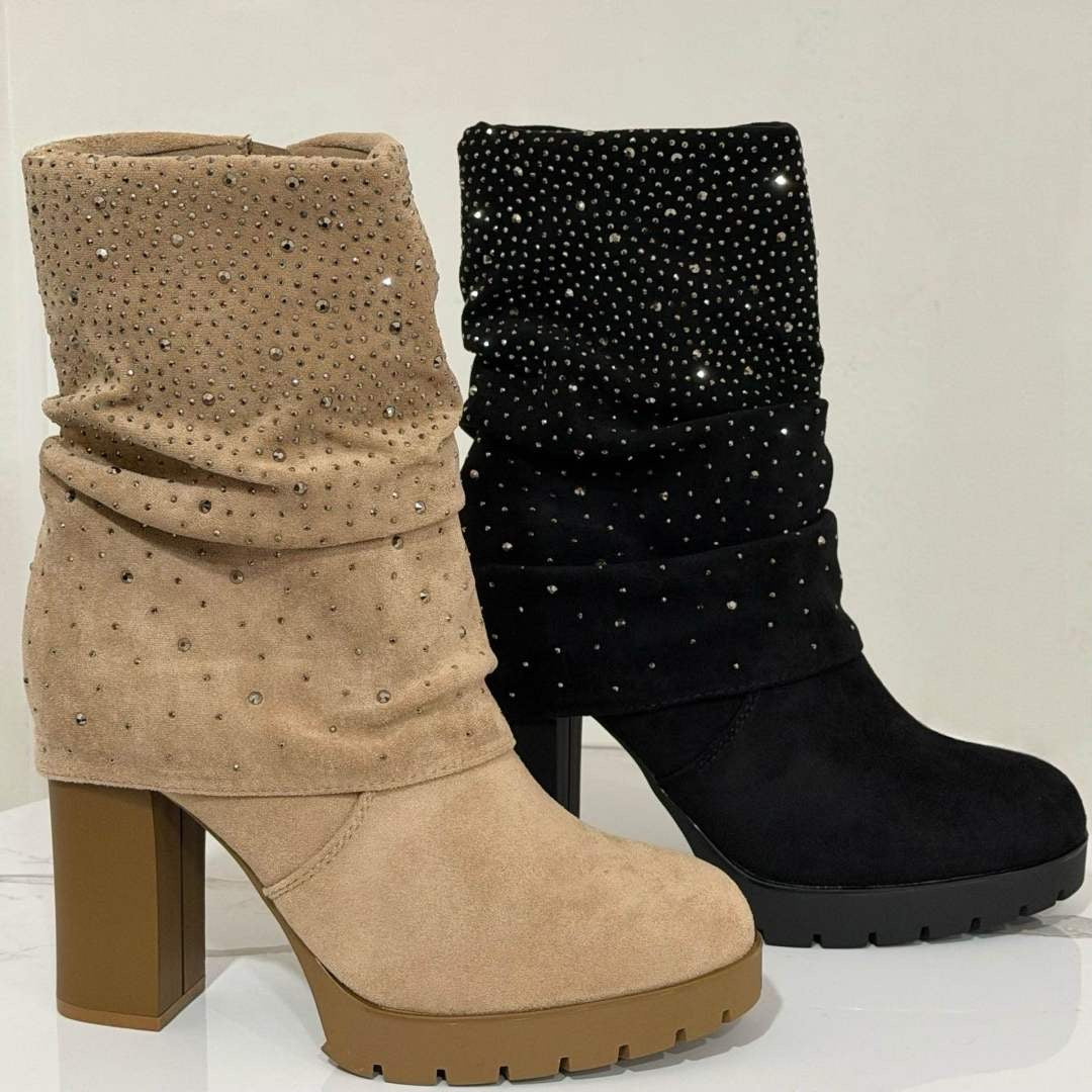 Stiefeletten Damen, Stiefeletten mit Strass, Glitzer Stiefeletten, Damen Boots, Ankle Boots Damen, Stiefeletten Blockabsatz, Boots mit Absatz, Stiefeletten Herbst Winter, Velours Stiefeletten, Wildleder Optik Boots, elegante Stiefeletten, modische Damenstiefel, Boots mit Glanz, Party Stiefeletten, Absatzstiefel Damen, schwarze Stiefeletten, beige Stiefeletten, Stiefeletten mit Profilsohle, bequeme Damen Boots