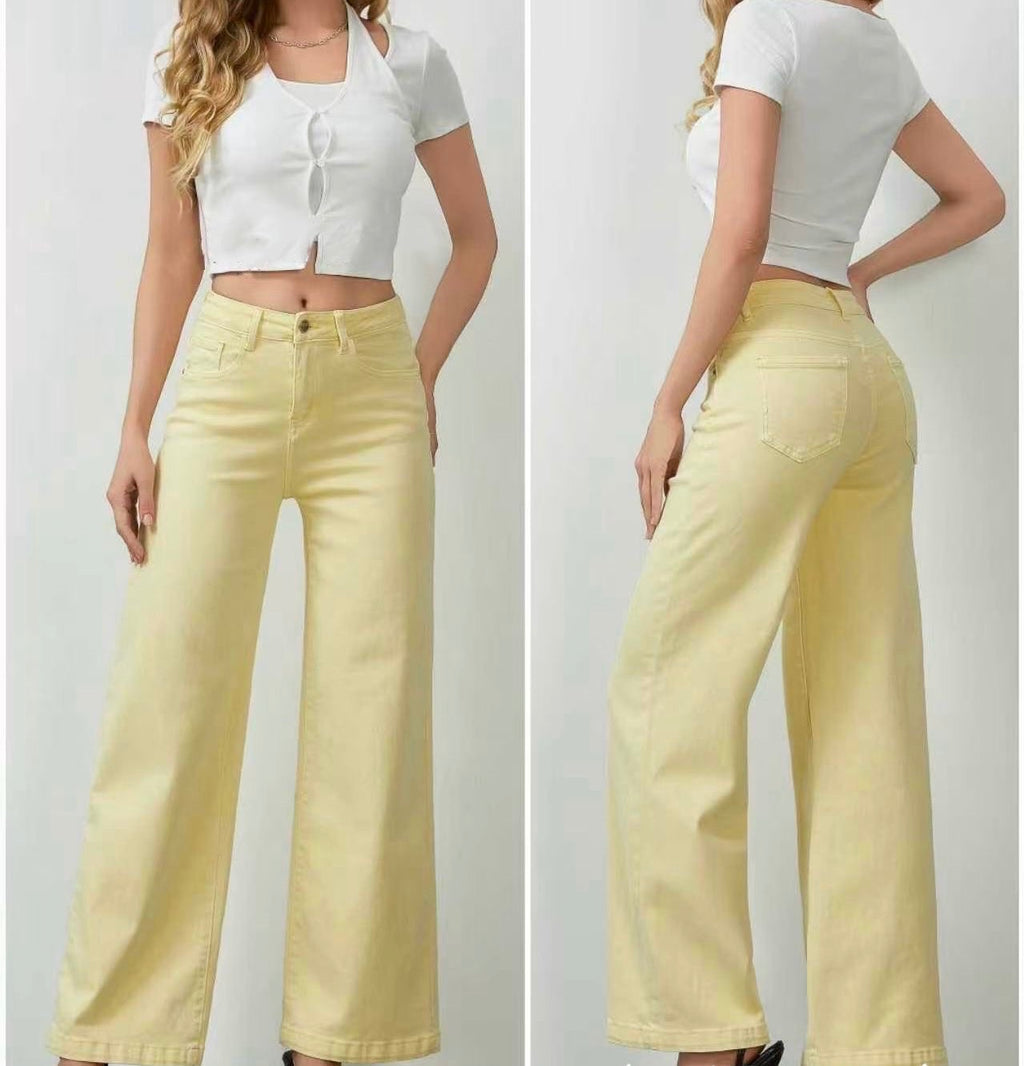 Weite Jeans Gelb