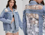 Jeansjacke mit Spitze