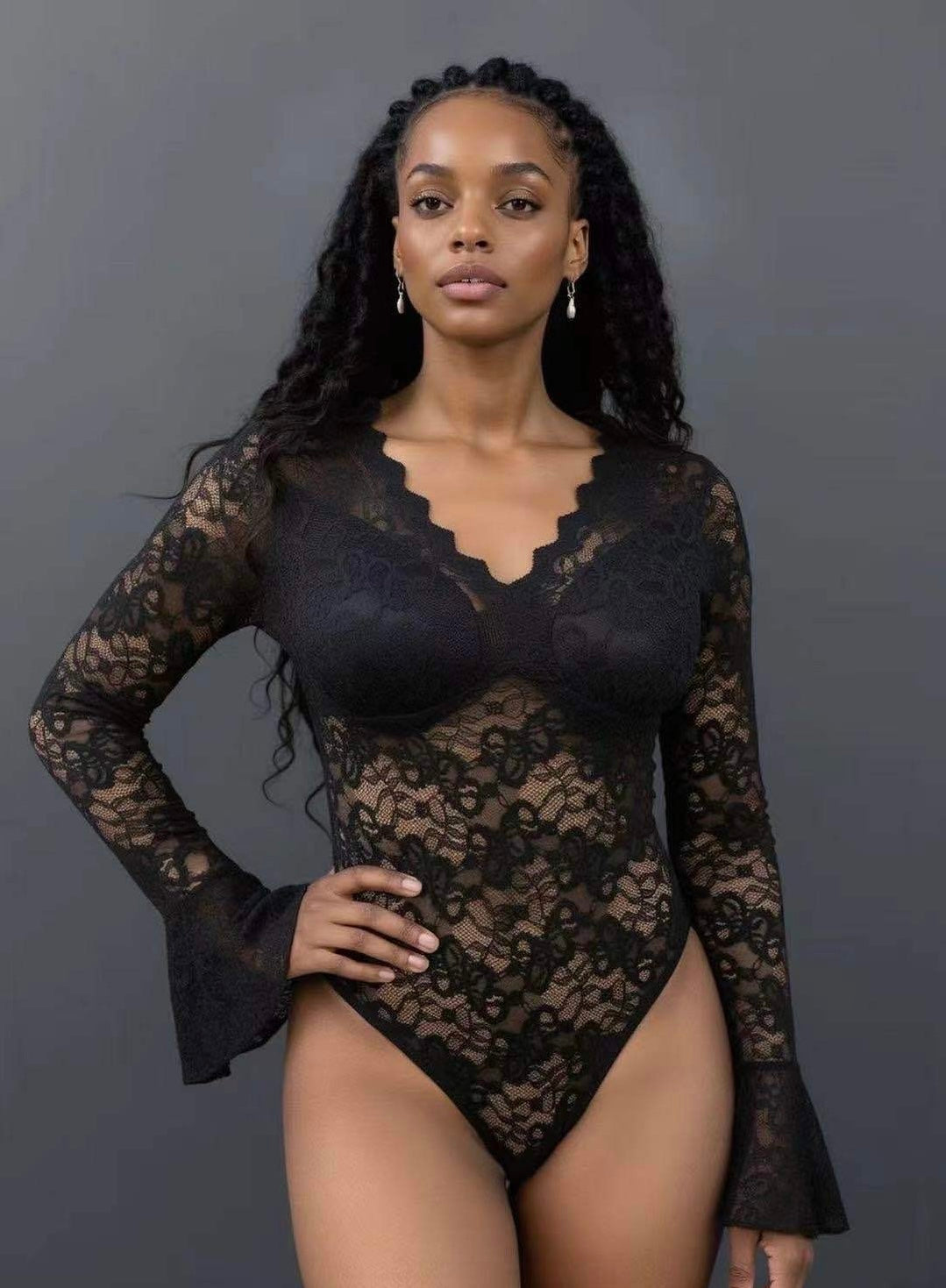 Body Spitze V-Ausschnitt Rosa