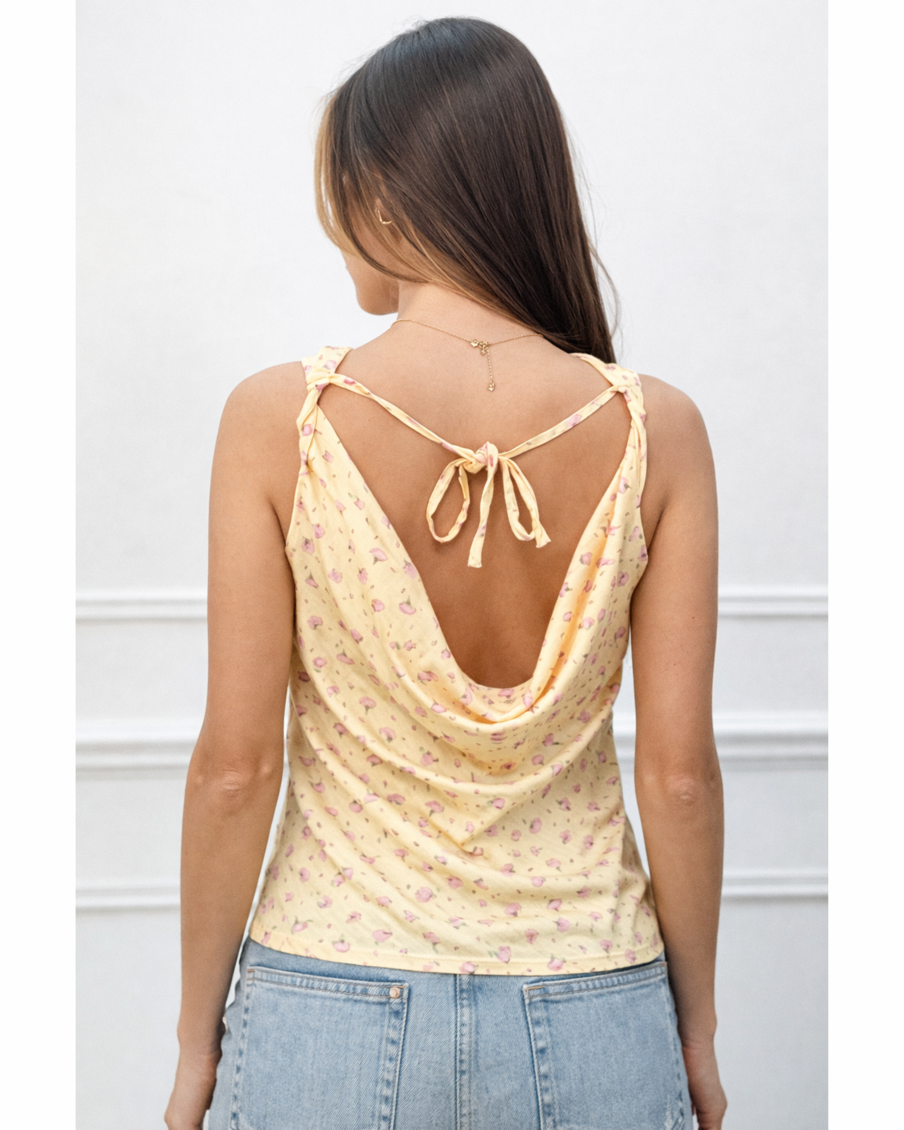 Bluse Wasserfall Gelb