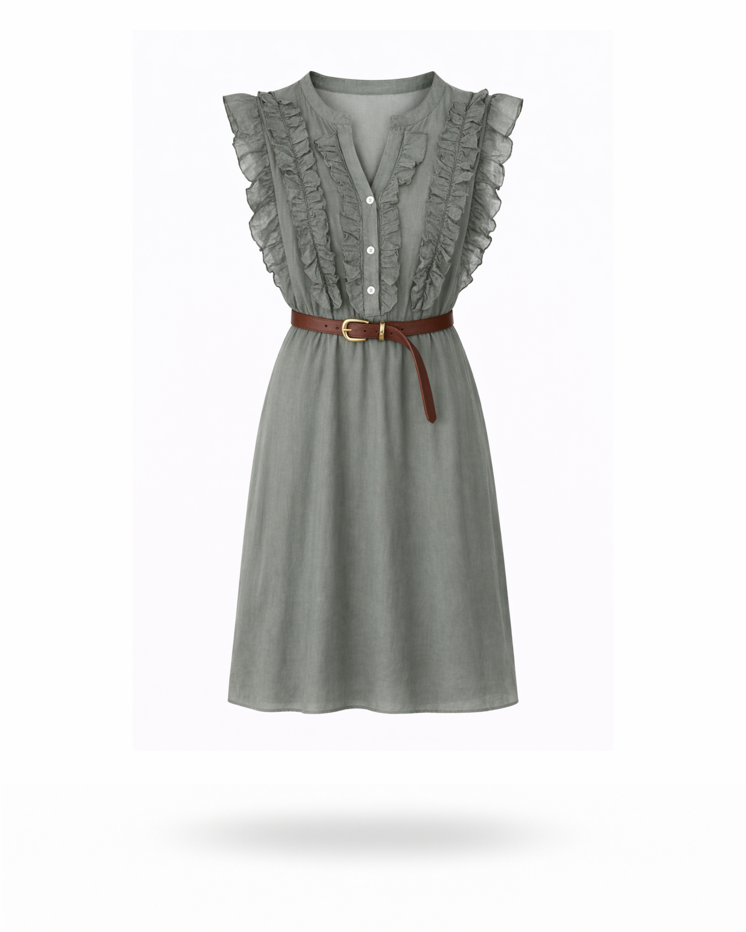 Rüschchenkleid Khaki