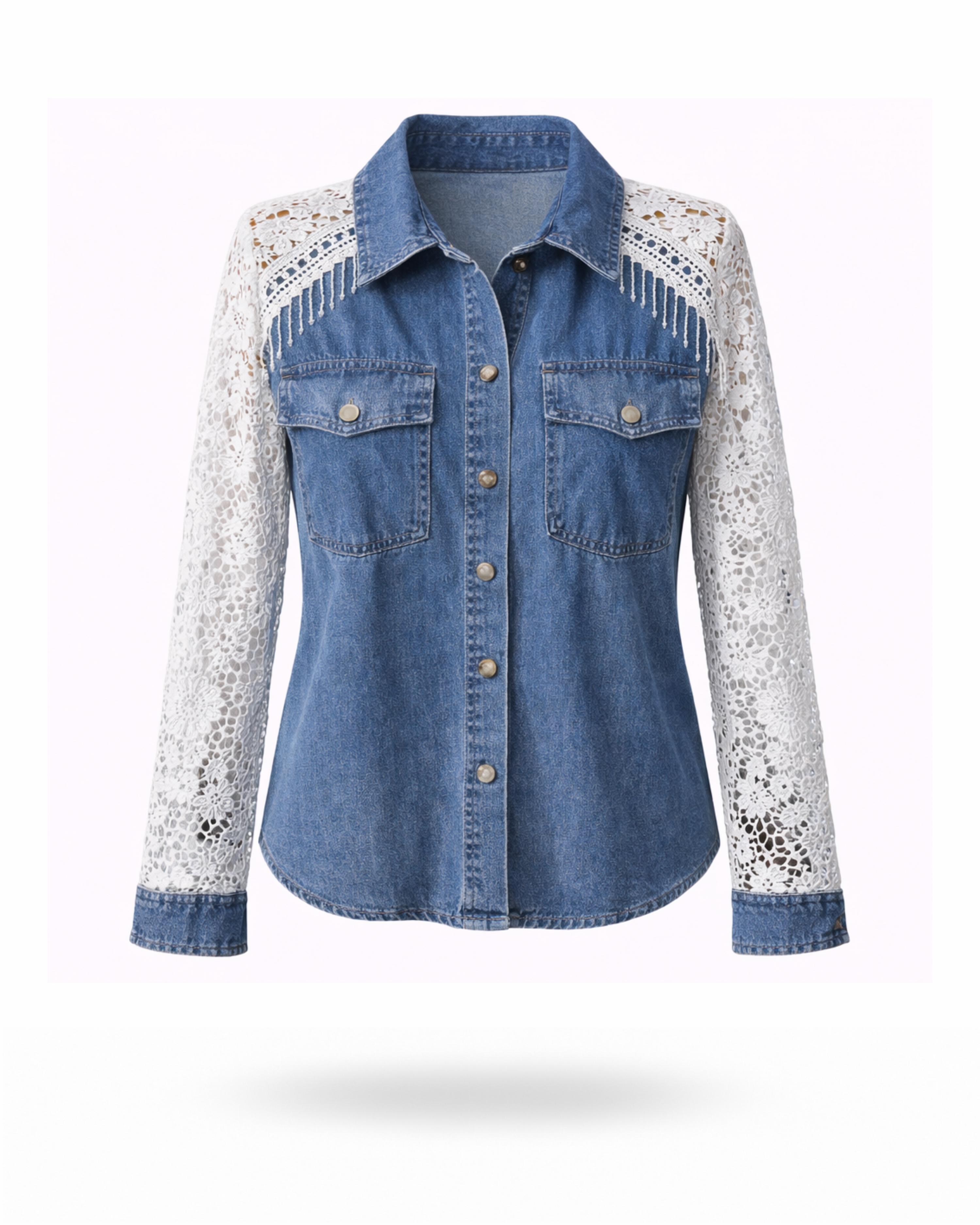 Jeansjacke Spitzenärmel