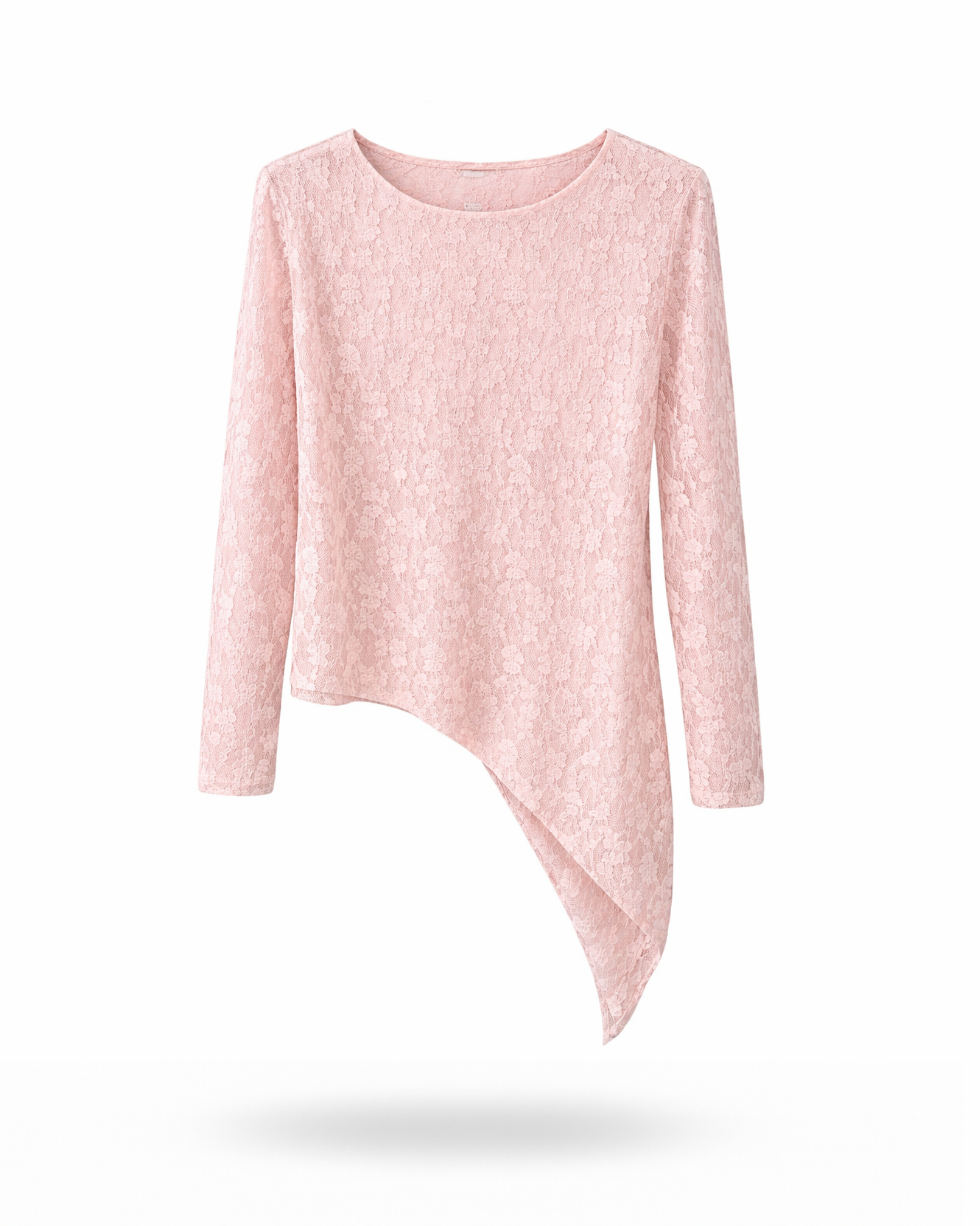 Asymmetrisches Spitzenoberteil Rosa