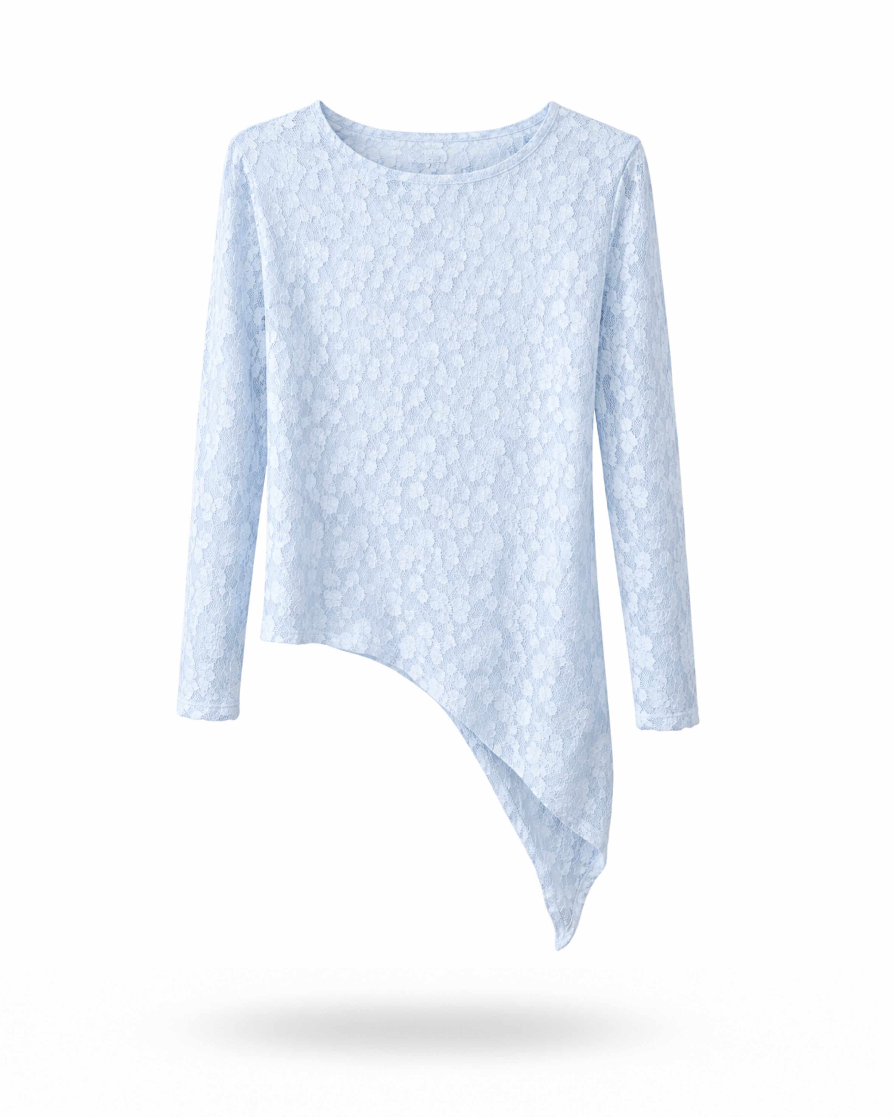 Asymmetrisches Spitzenoberteil Hellblau
