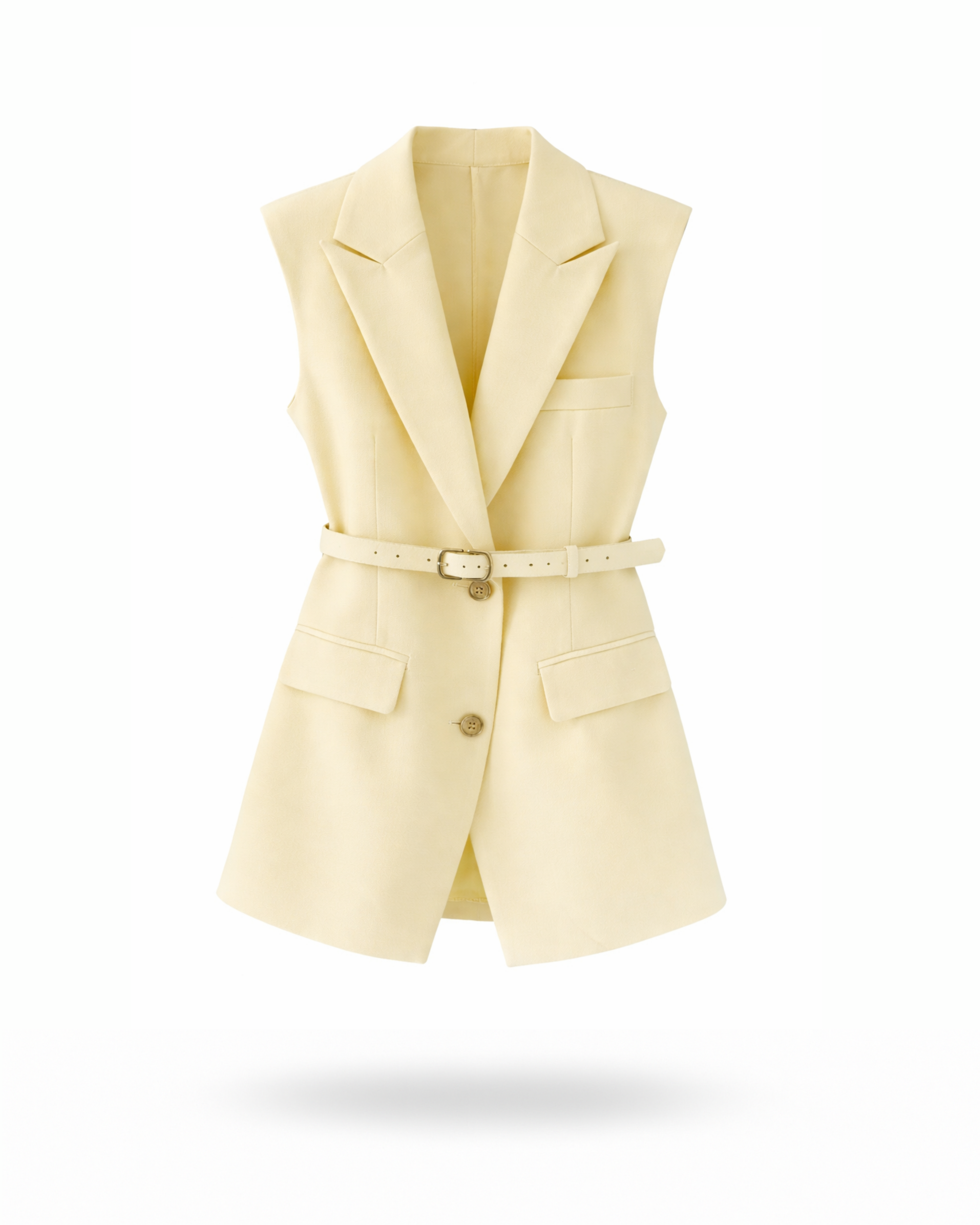 Weste mit Gürtel Buttergelb