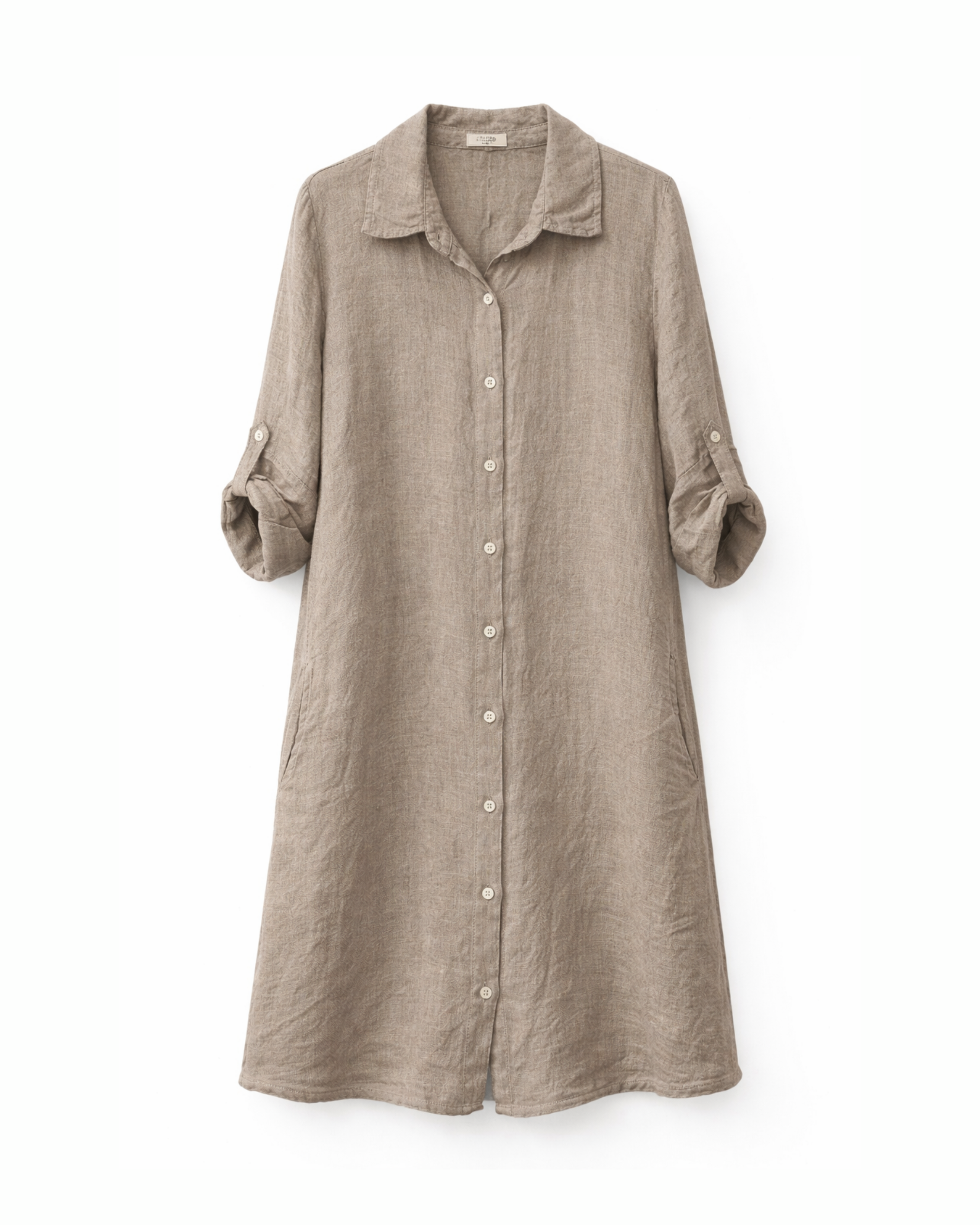 Leinen Hemdkleid Taupe