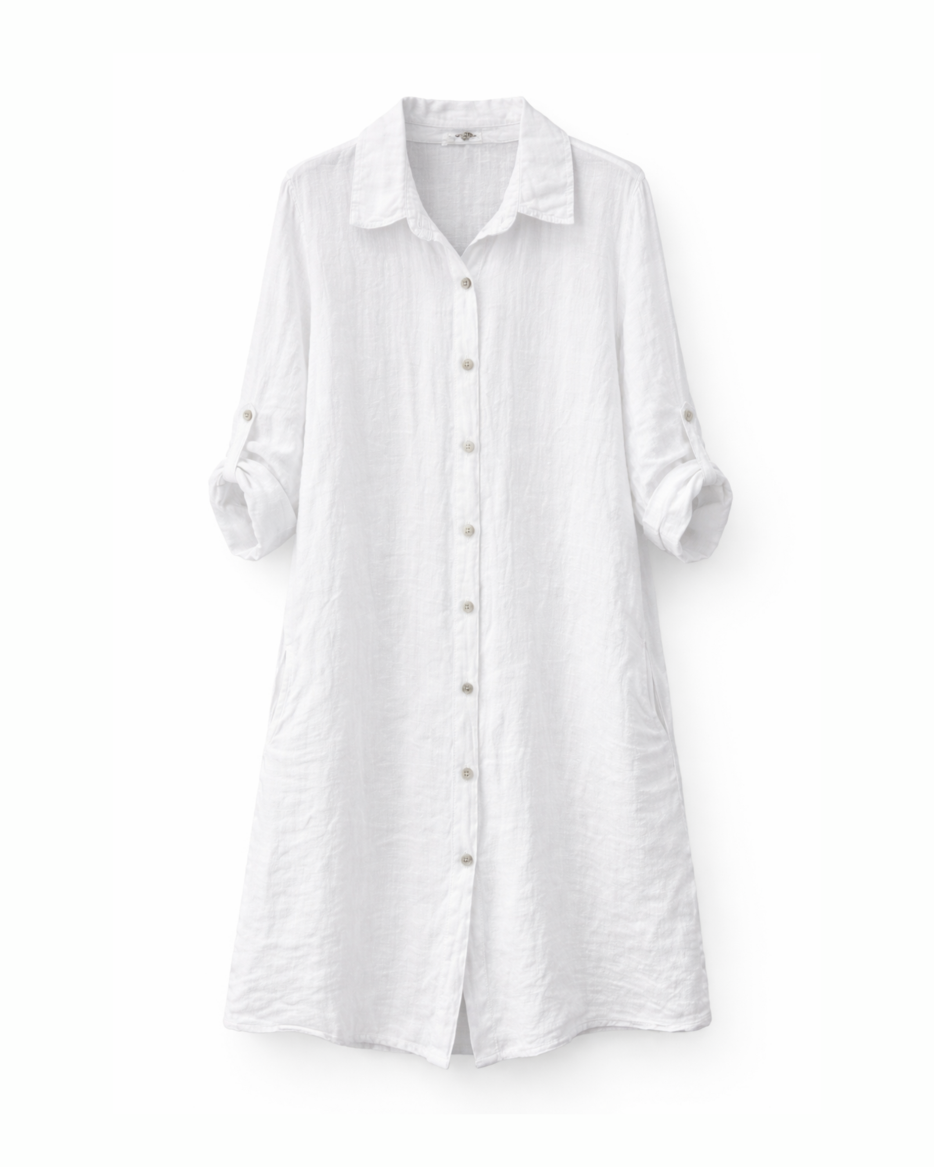 Leinen Hemdkleid Weiß