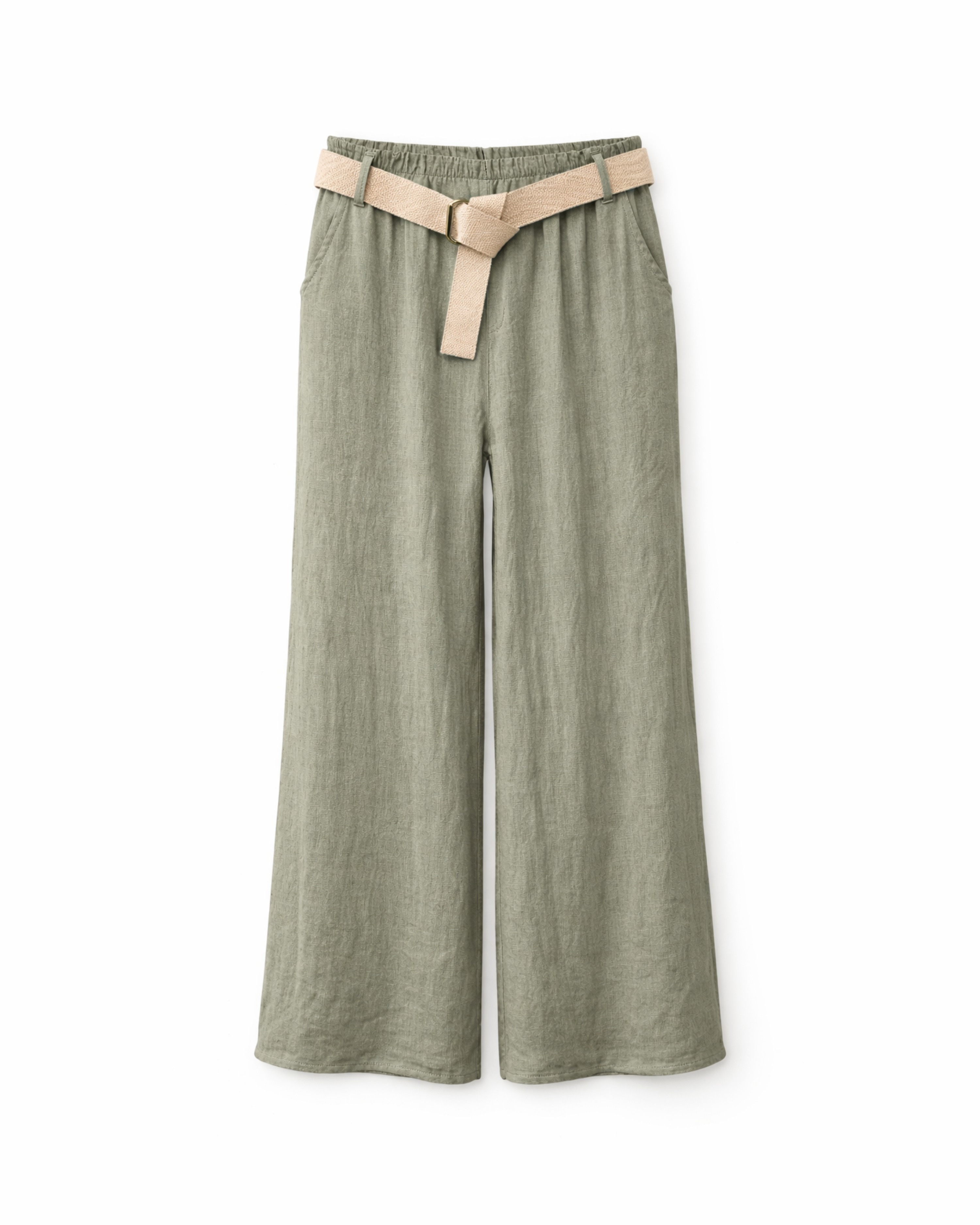 Leinenhose mit Gürtel Khaki