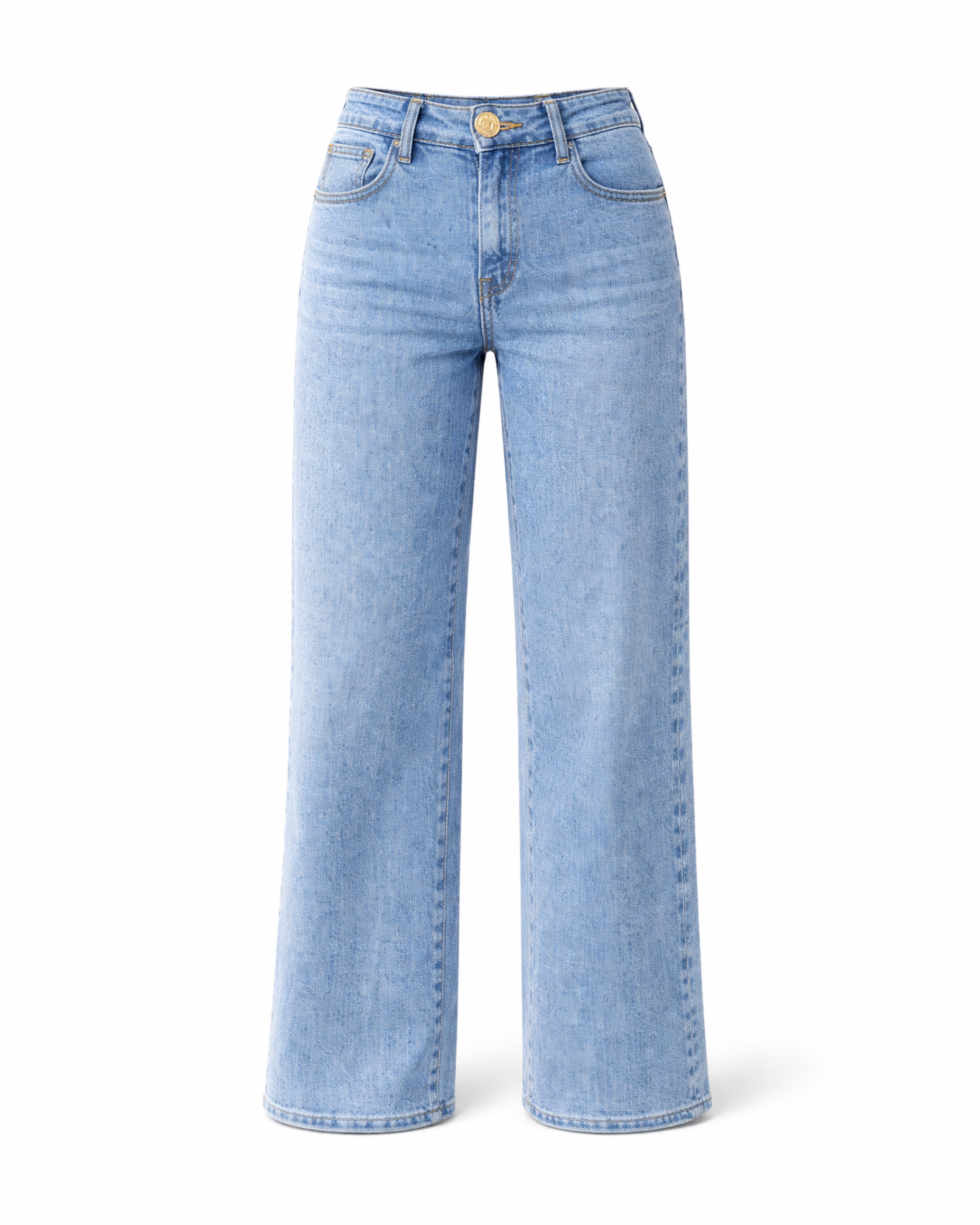 Weite Jeans mit Goldknopf