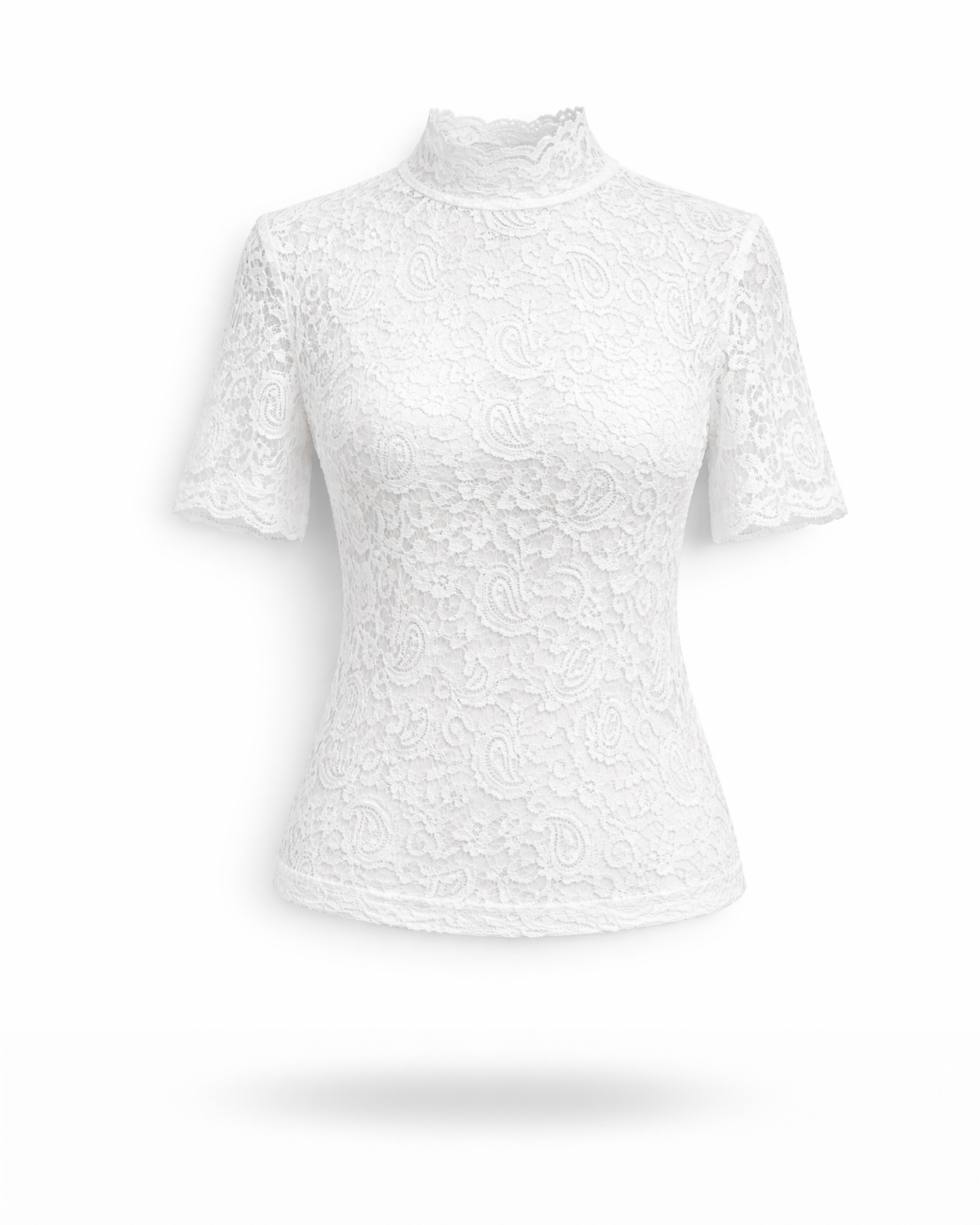 Shirt Spitze kurzarm Weiß