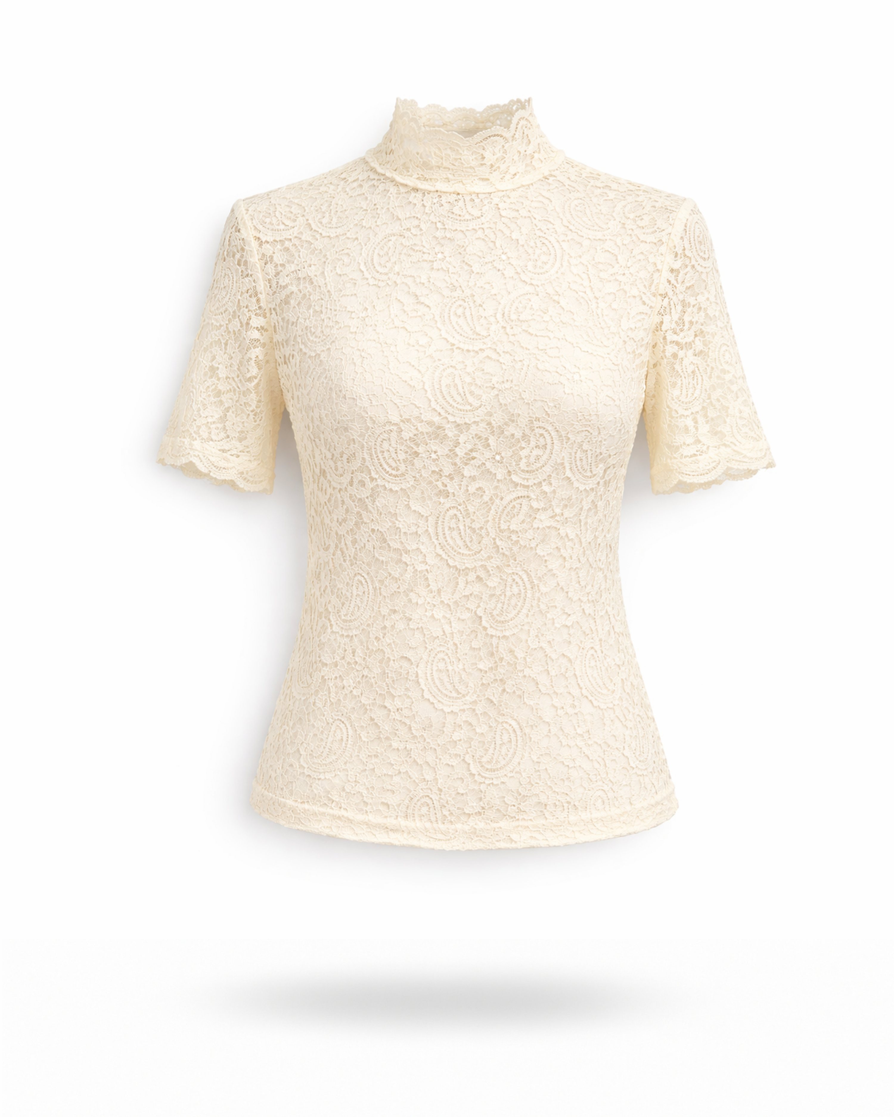 Shirt Spitze kurzarm Beige