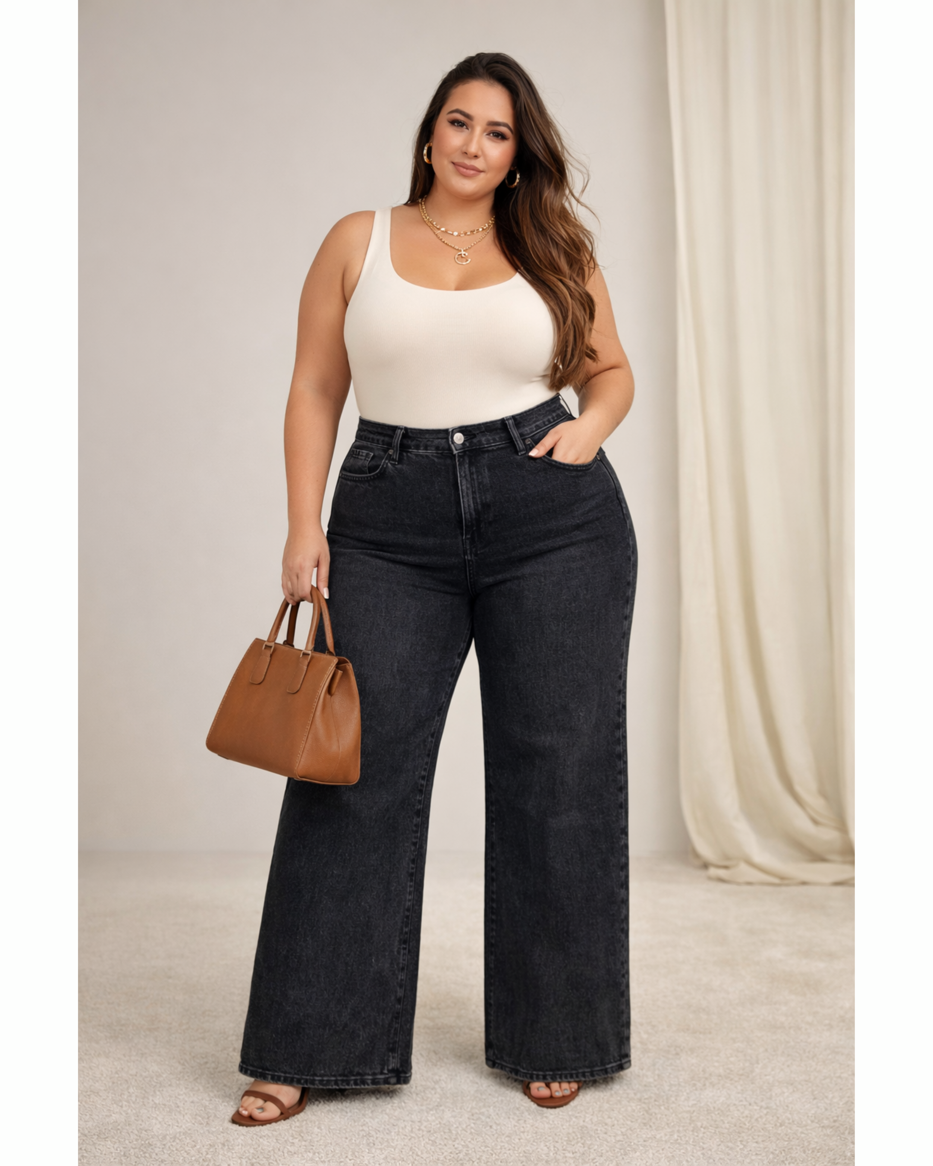 Curvy Jeans Strass Grau