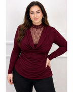 Curvy Shirt Waterfall Bordeaux