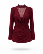 Curvy Shirt Waterfall Bordeaux
