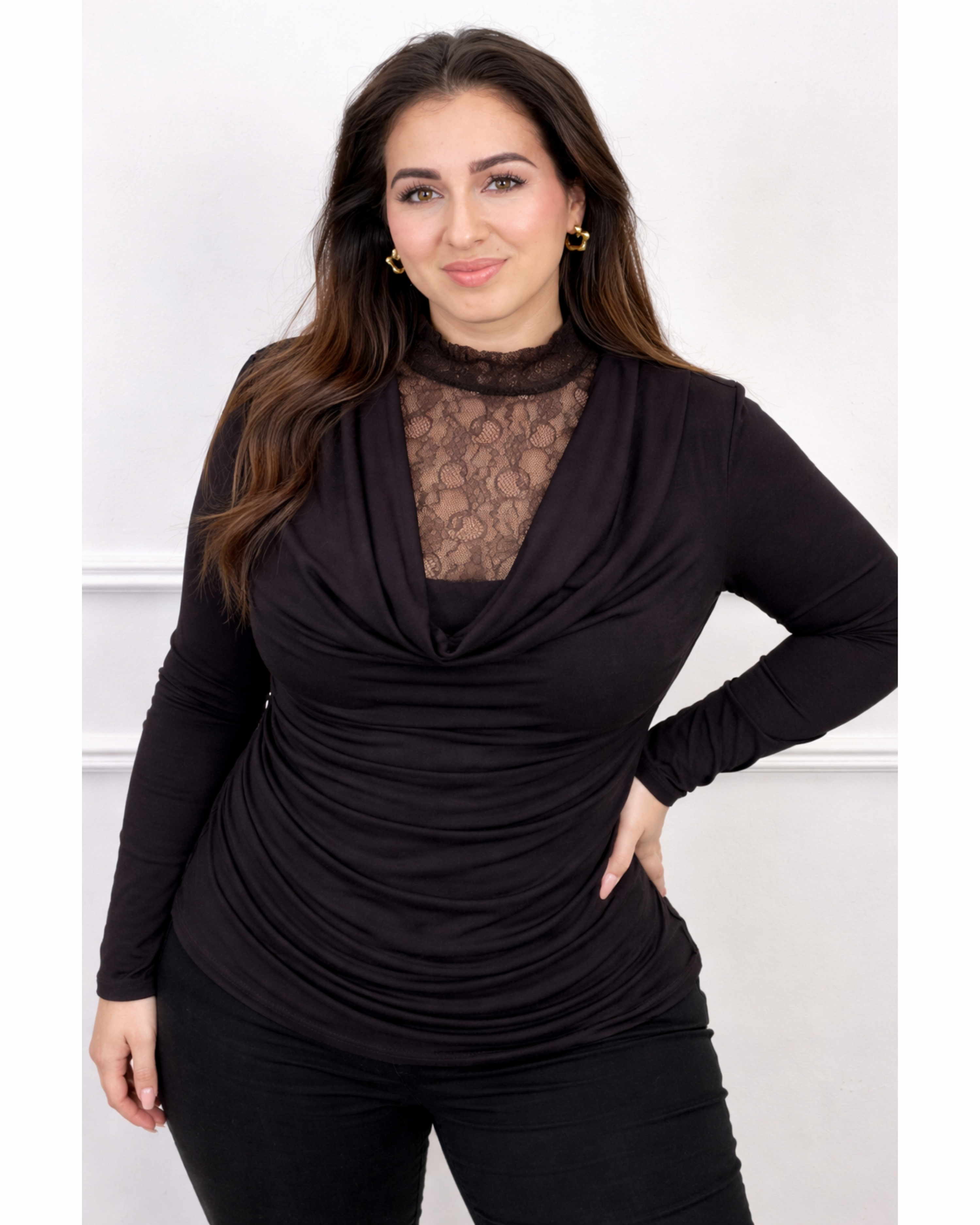 Curvy Shirt Waterfall Schwarz