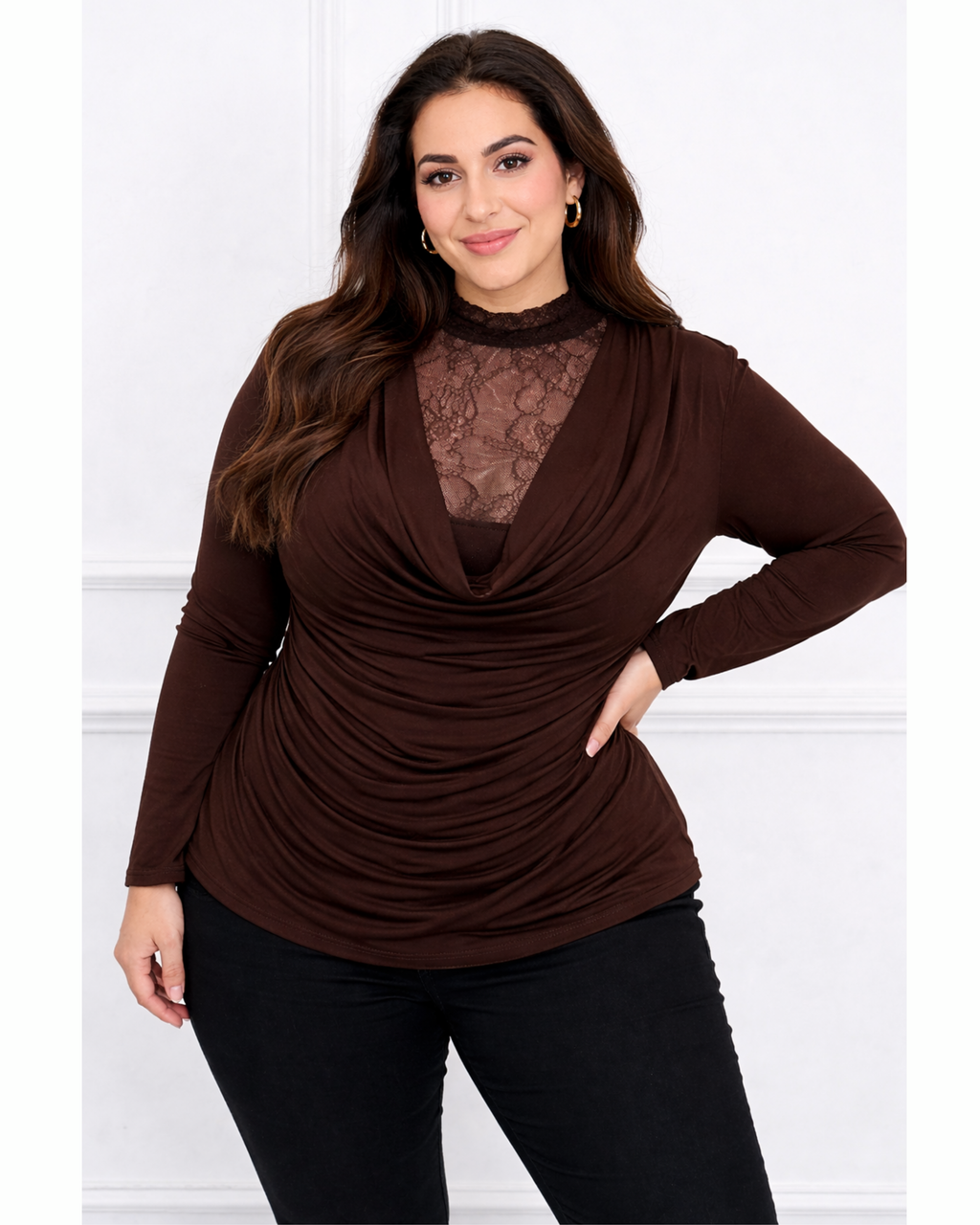 Curvy Shirt Waterfall Braun