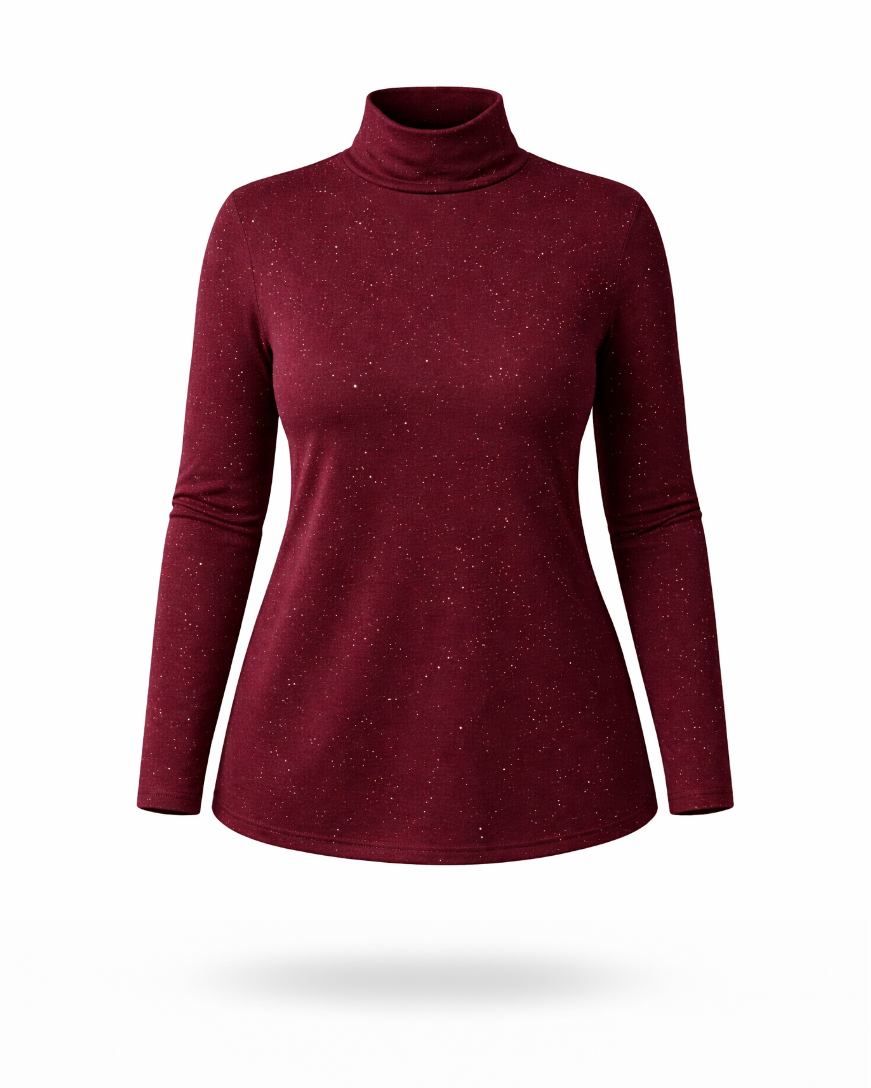 Curvy Rollkragen Glitzer Bordeaux