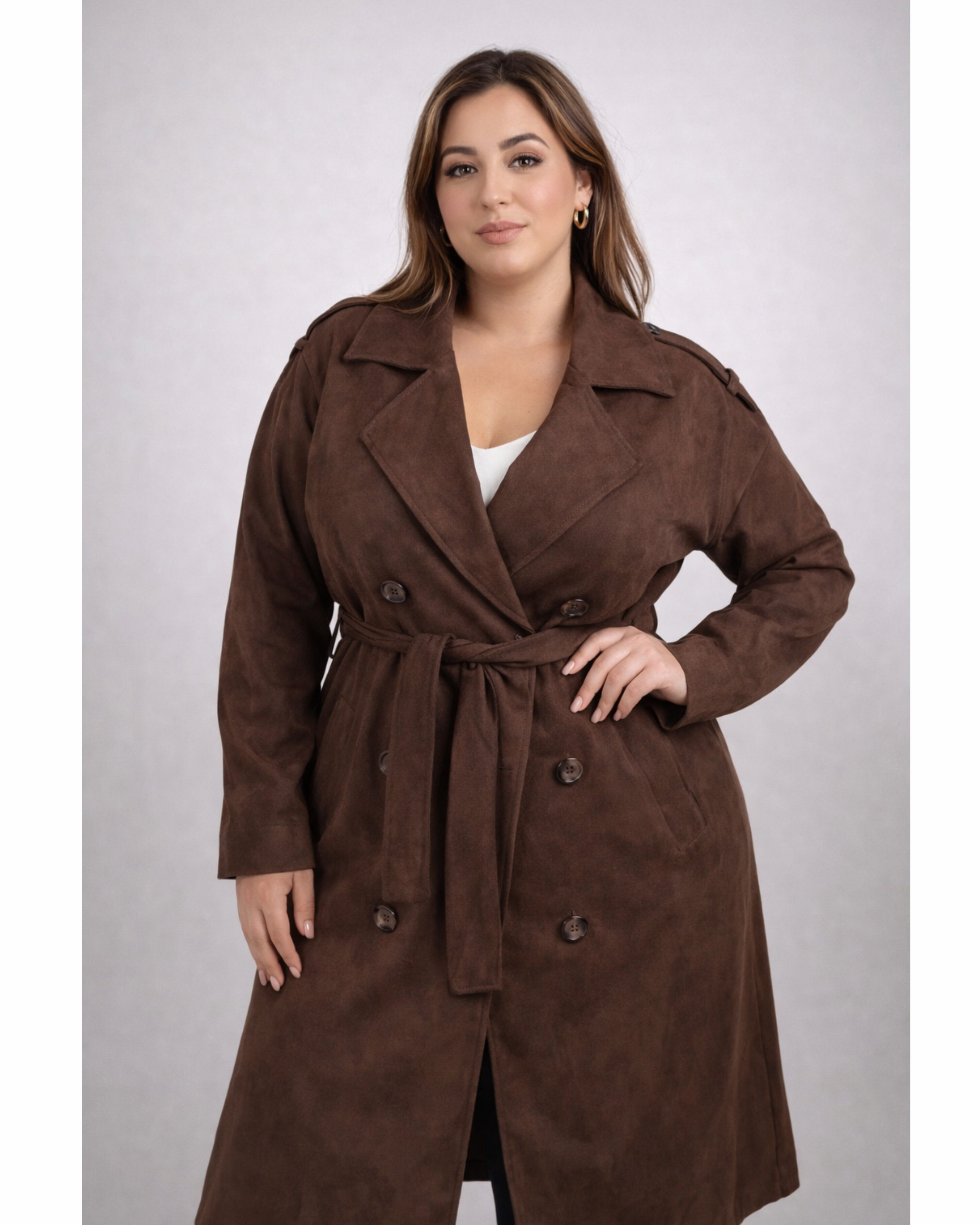 Curvy Trench Coat Braun
