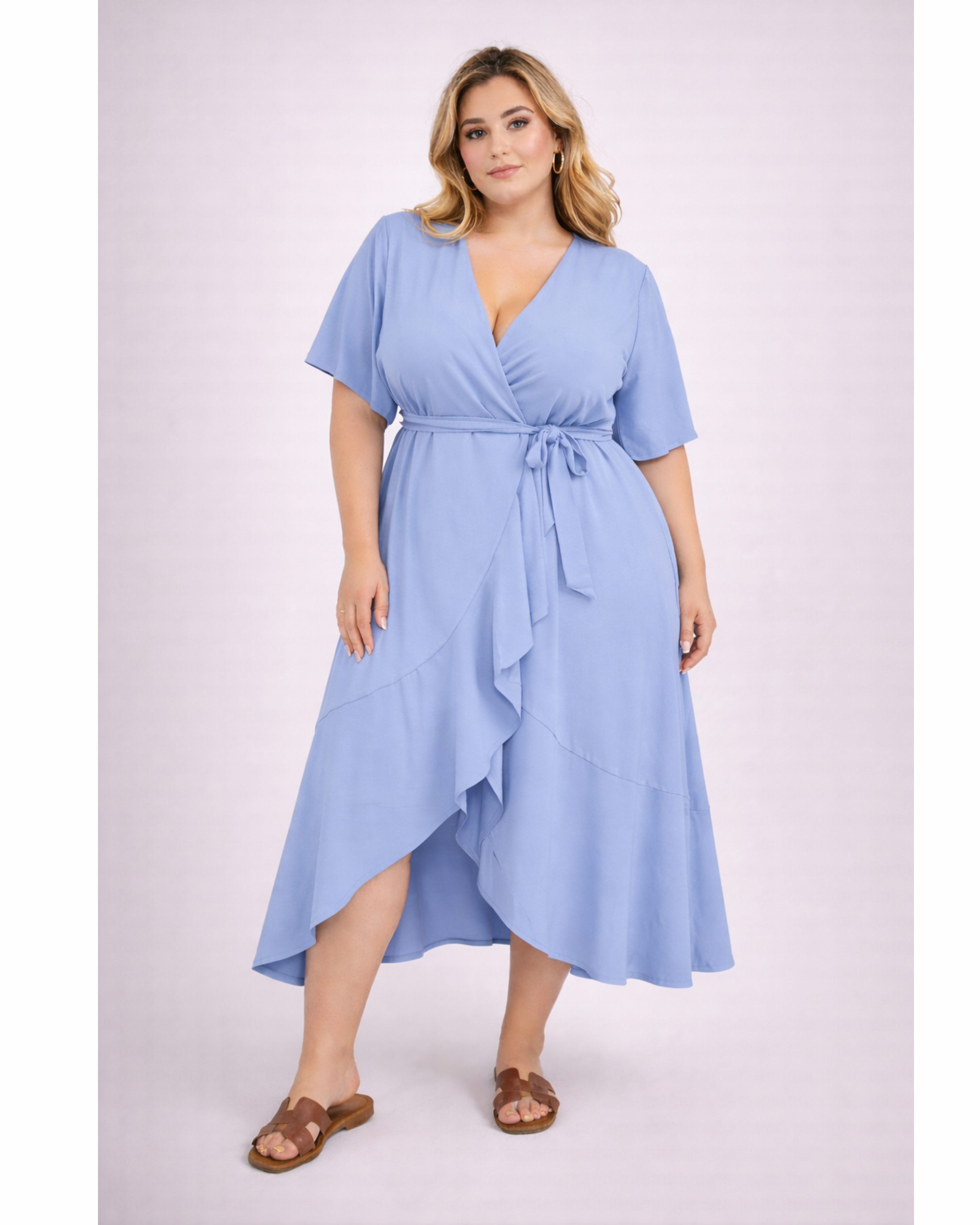 Curvy Wickelkleid Blau