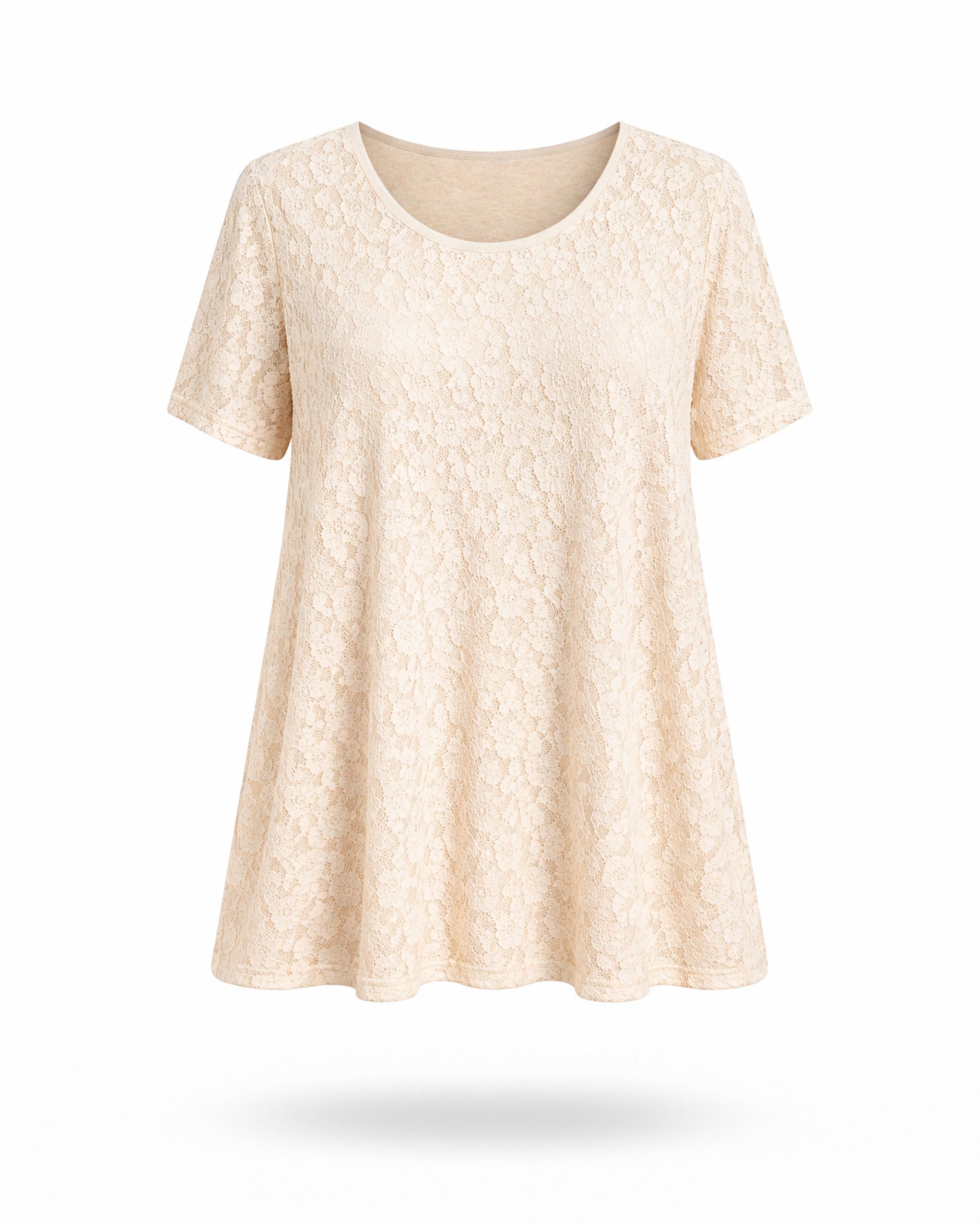 Curvy T-Shirt Spitze Beige
