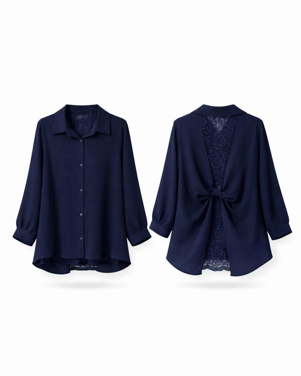 Curvy Blluse Spitze  Navy