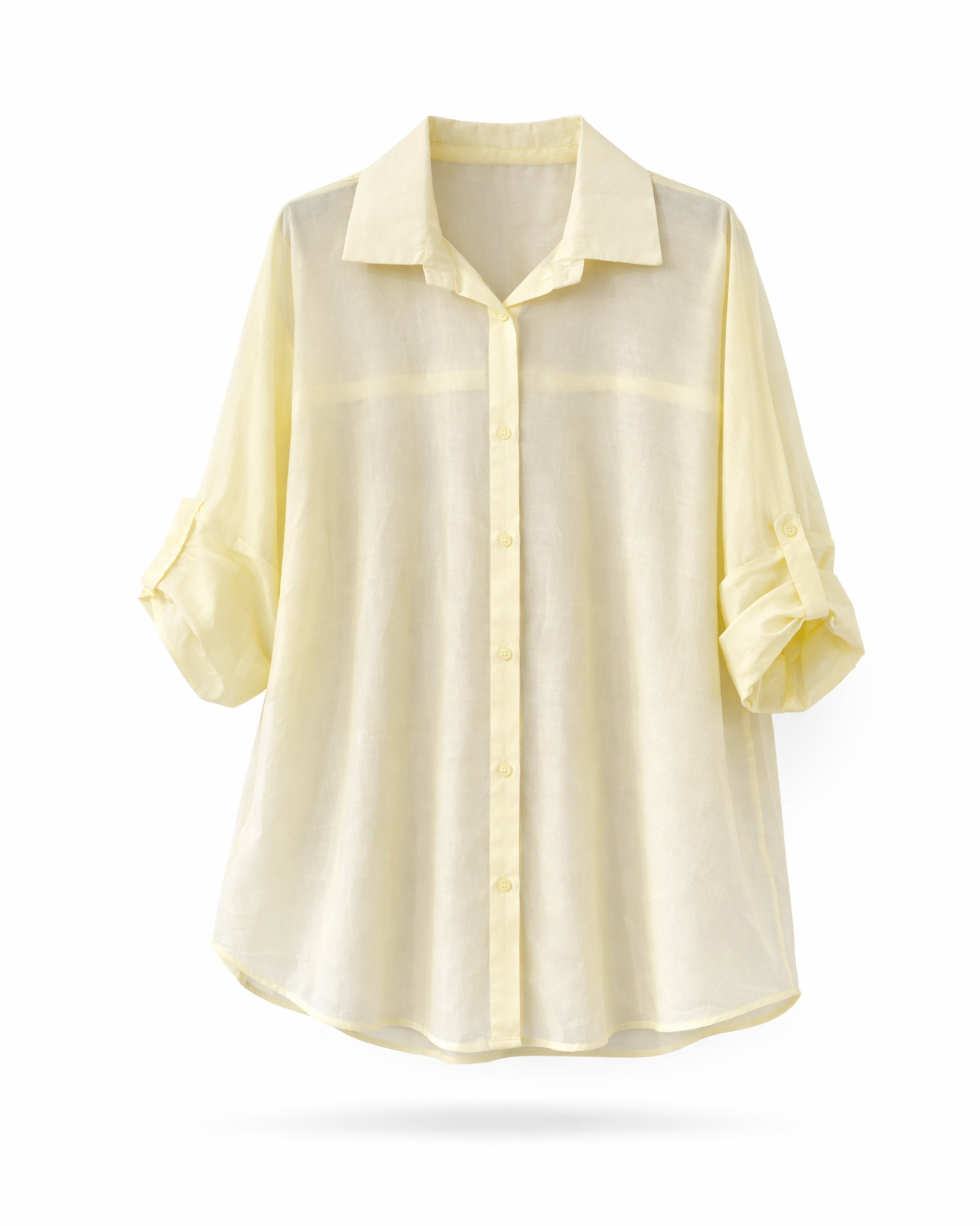 Curvy Transparente Bluse Gelb