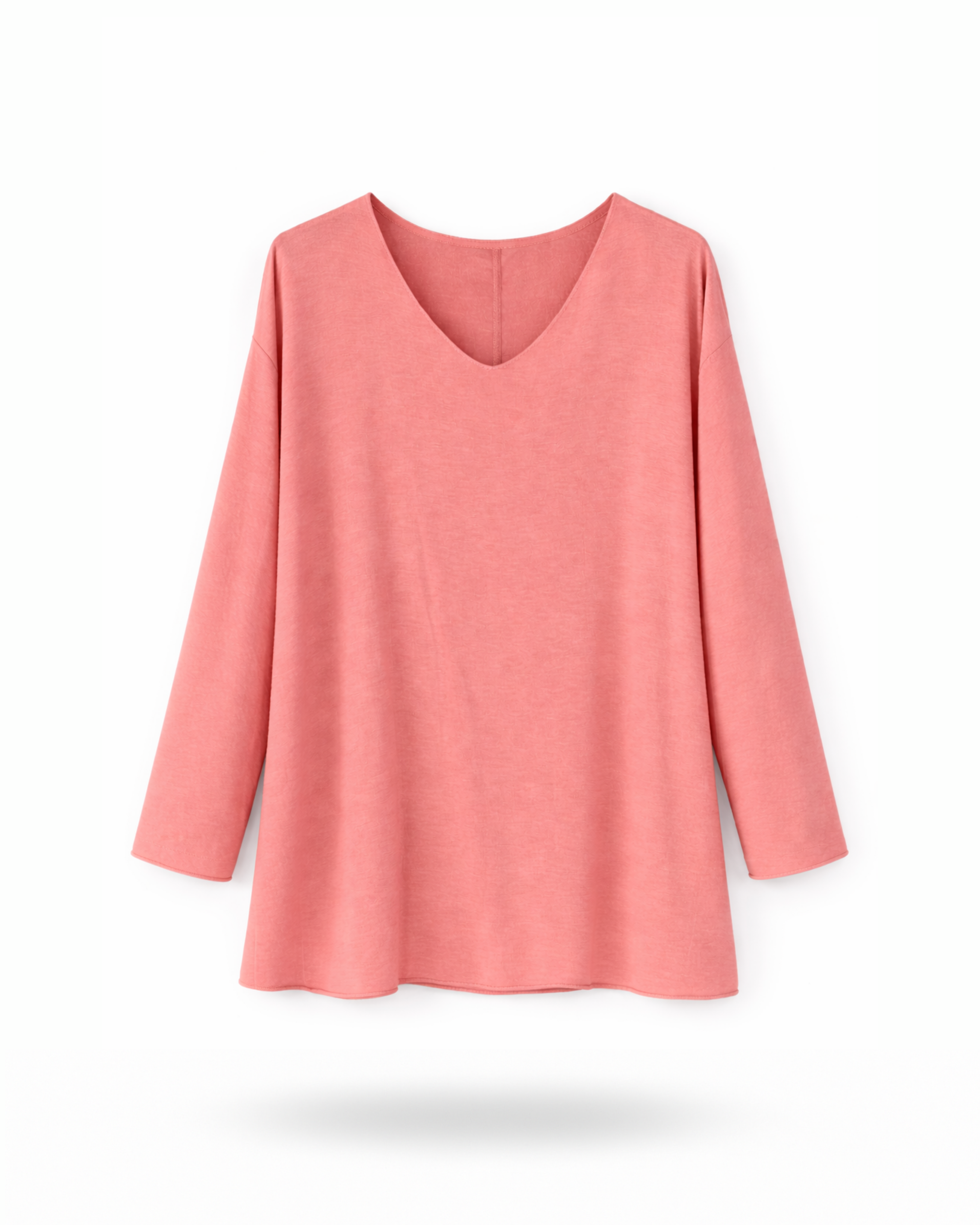 Curvy Langarmshirt Coral