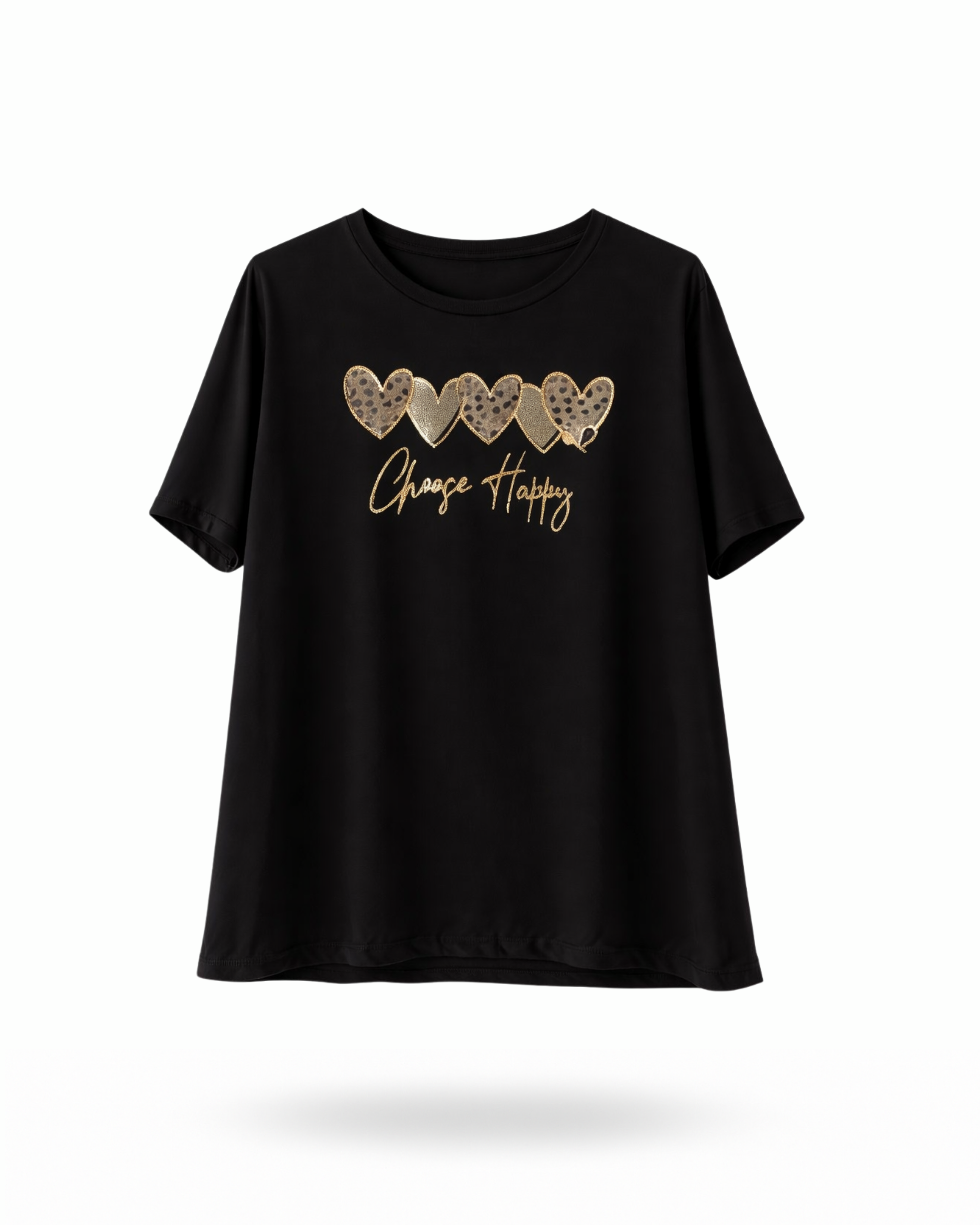 T-Shirt Choose Happy Schwarz