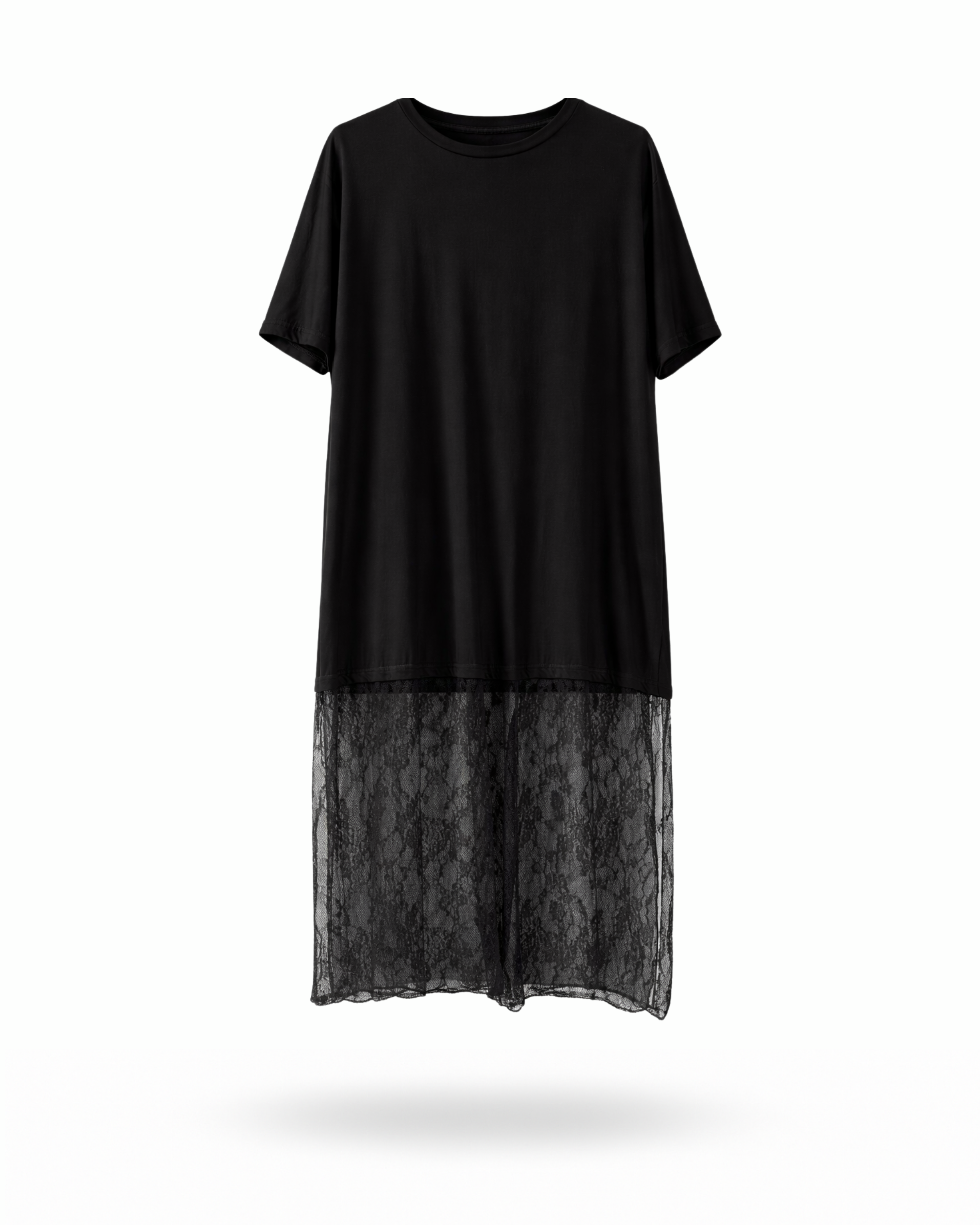 T-Shirtkleid Spitze Schwarz
