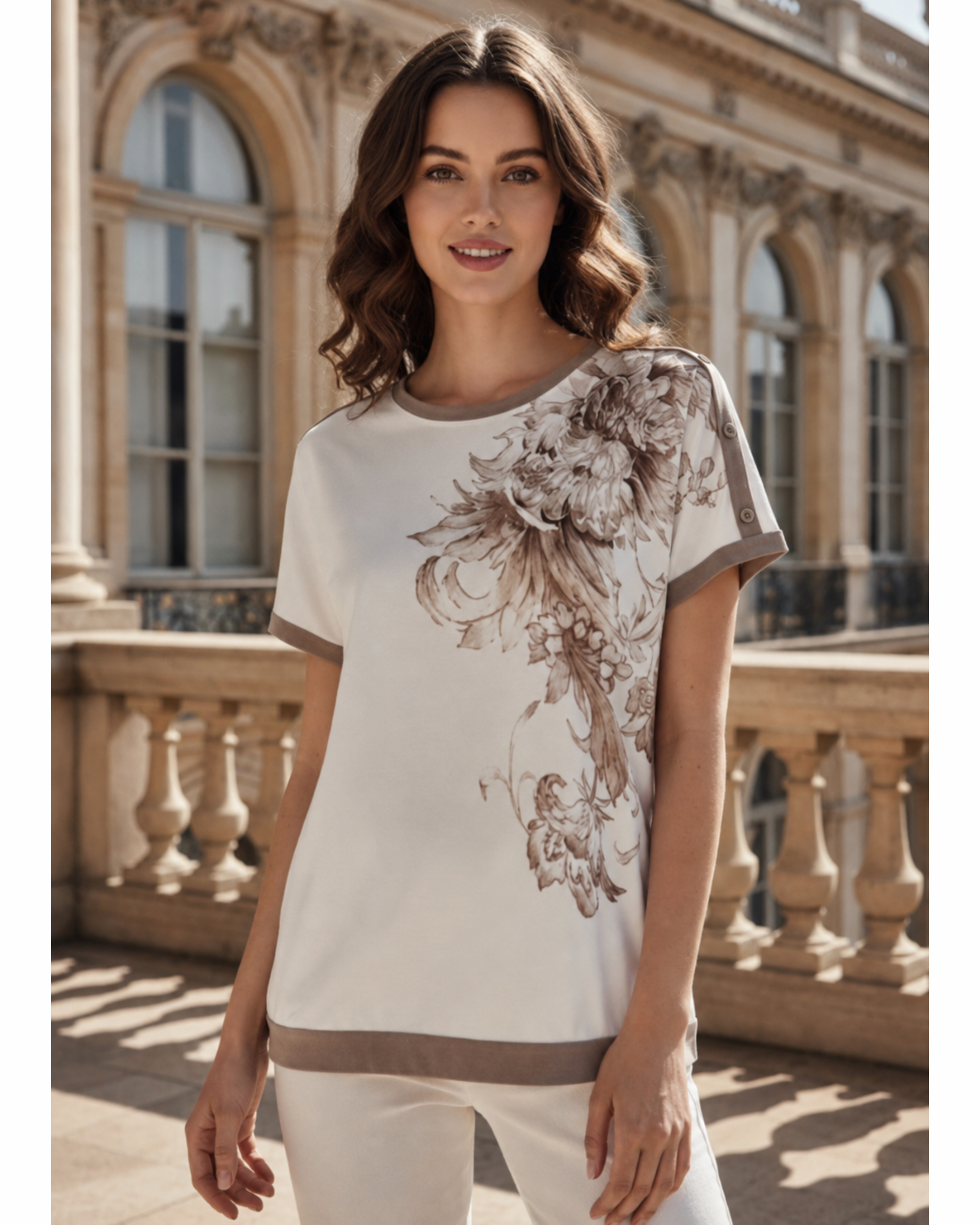 Shirt Flower Braun