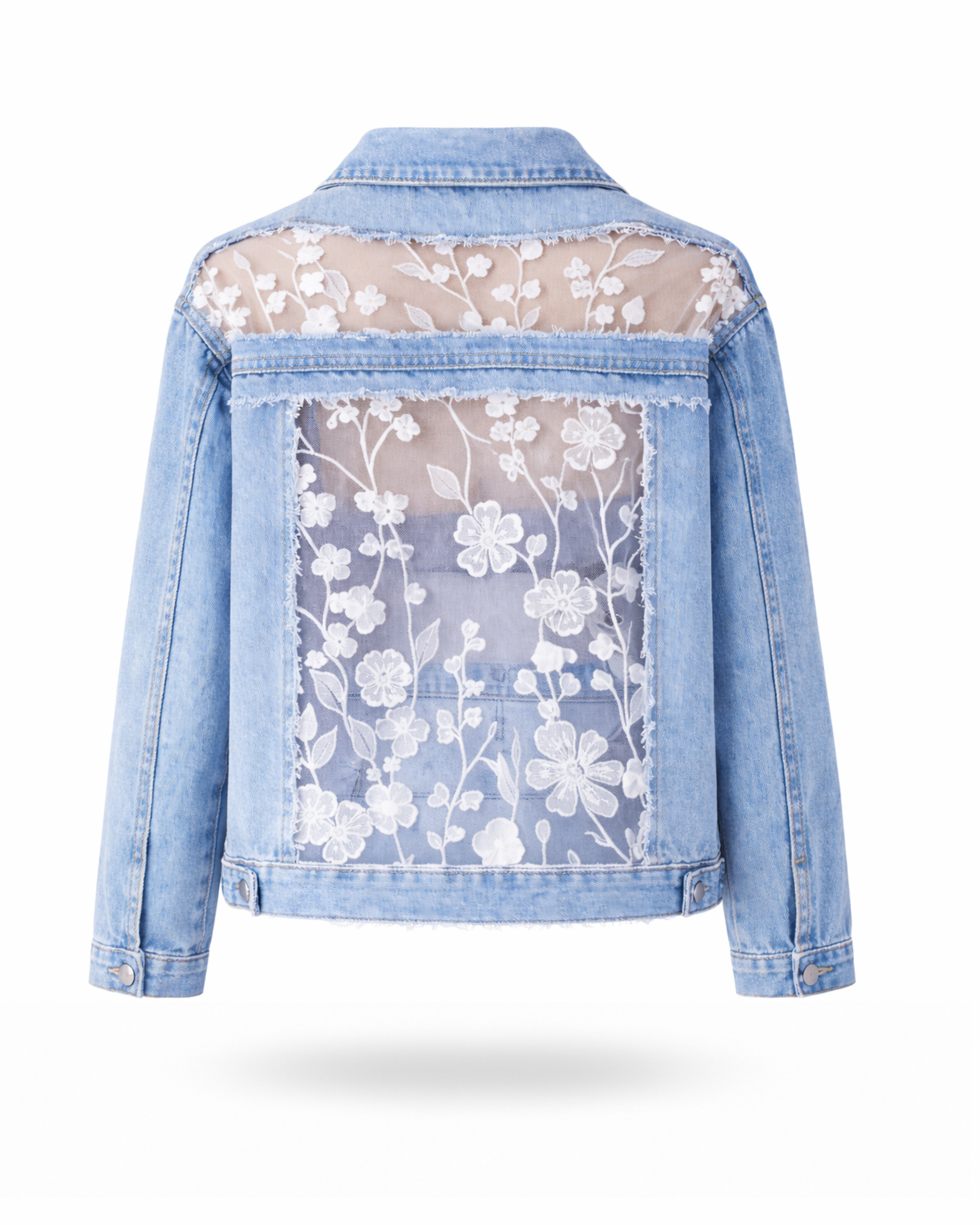 Jeansjacke mit Spitze