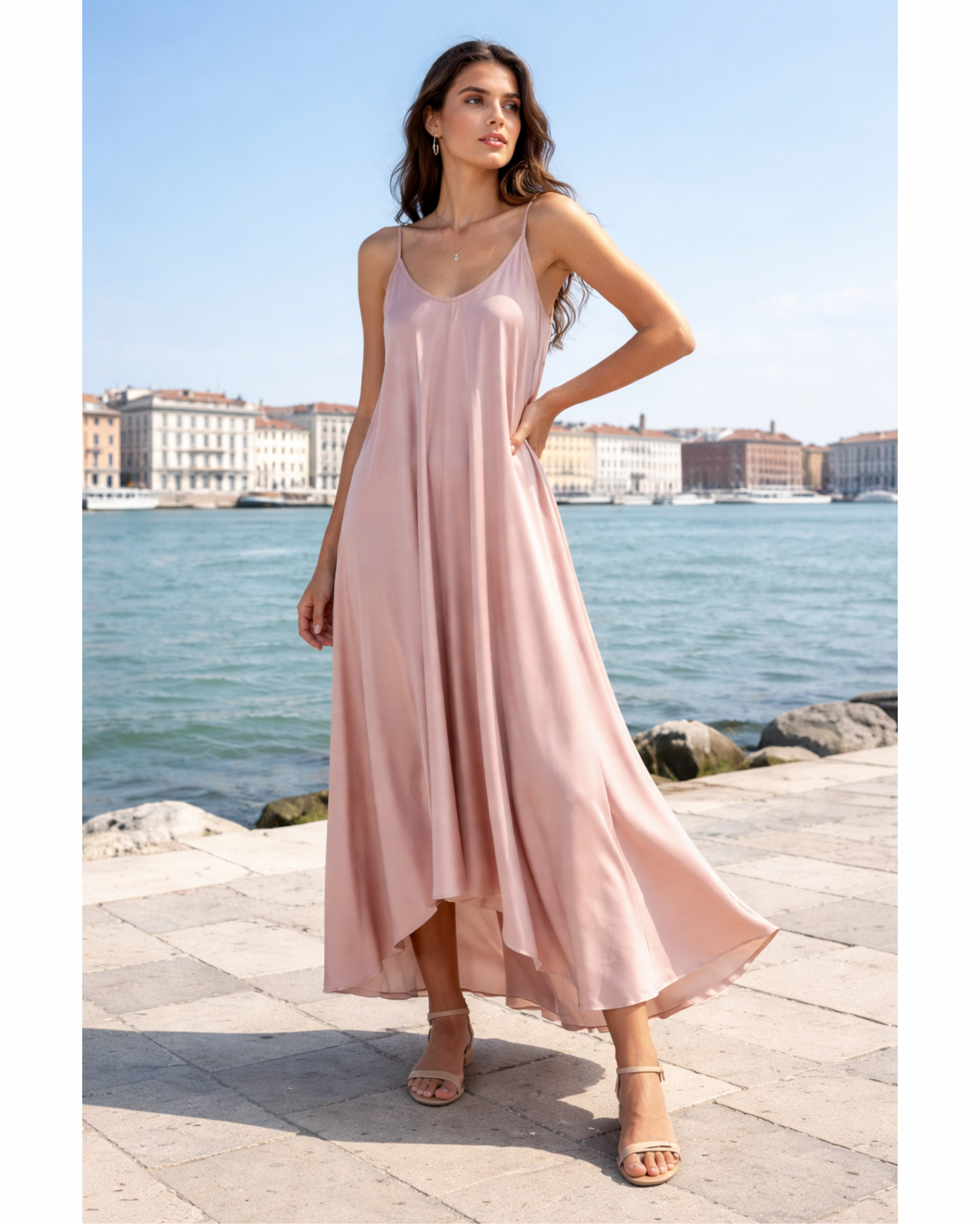 Satinkleid Rosa