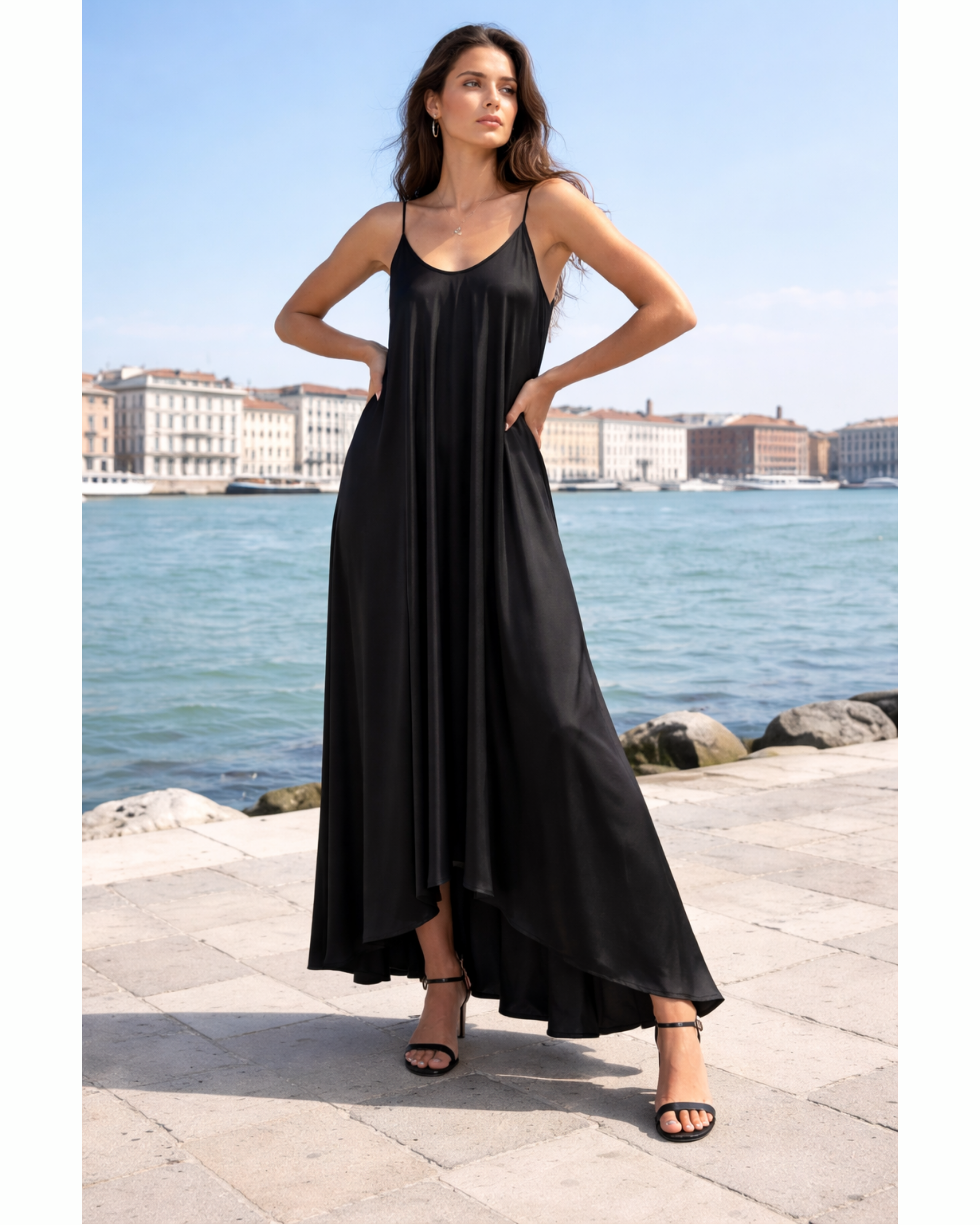 Satinkleid Schwarz