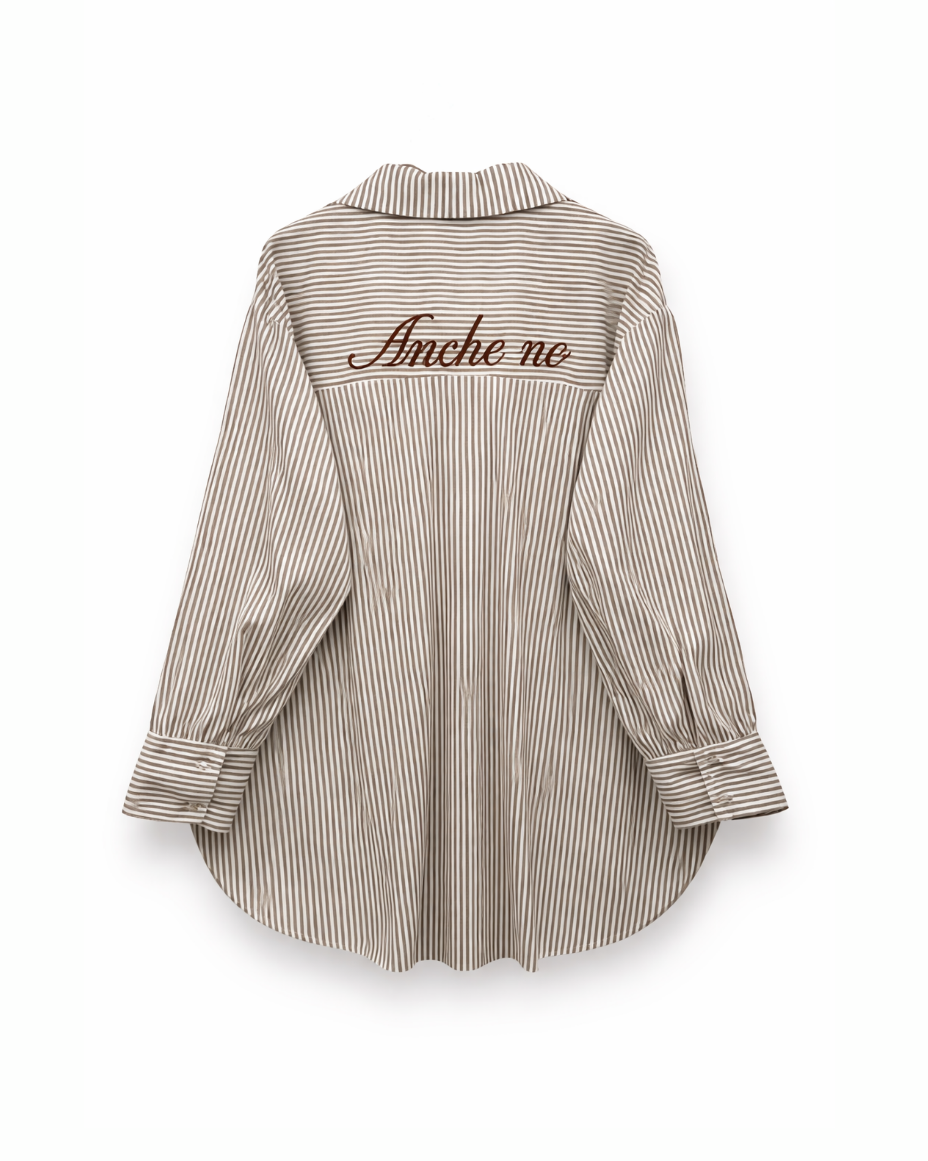 Hemd gestreift bestickt Beige