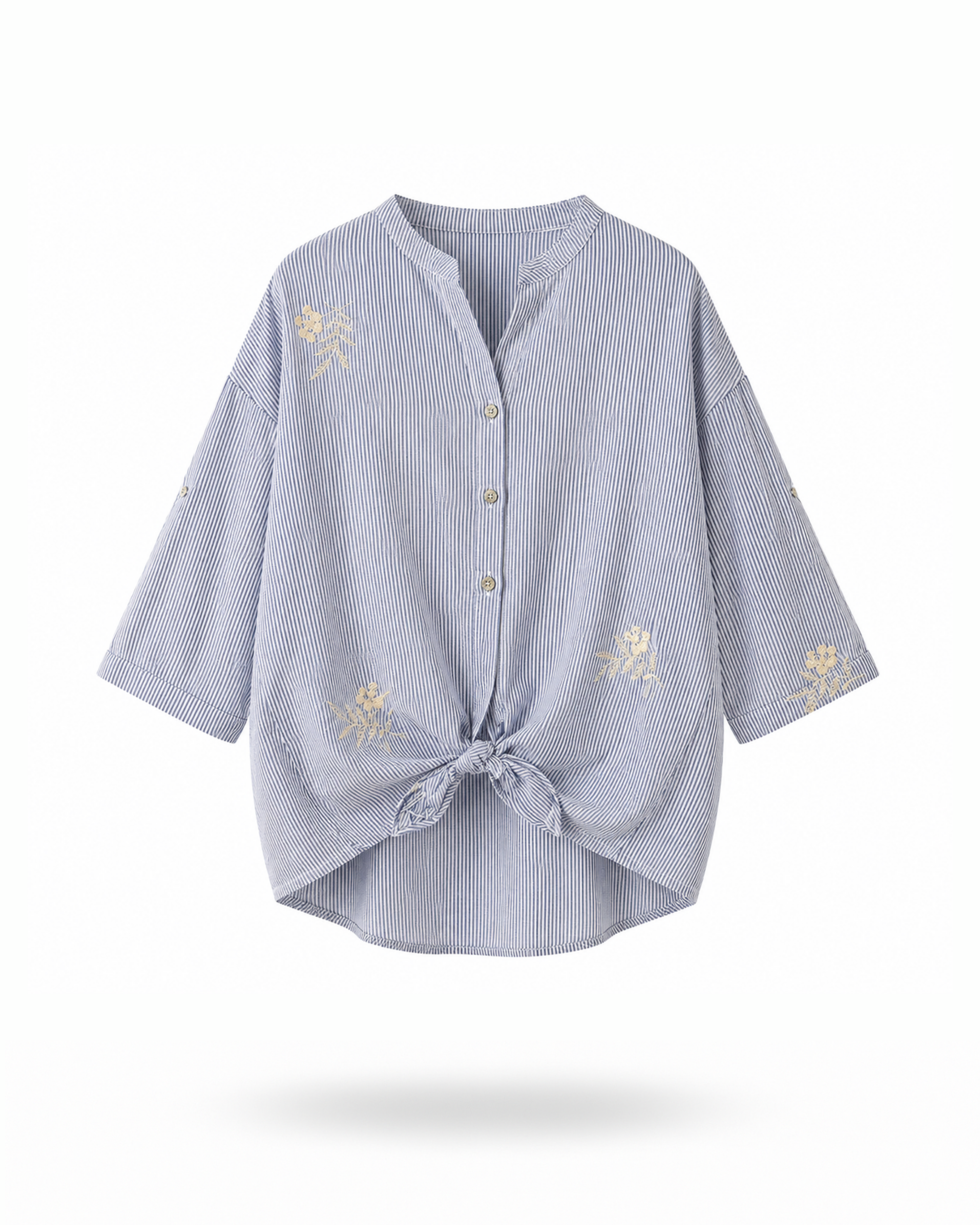 Bluse Blau mit stickerei