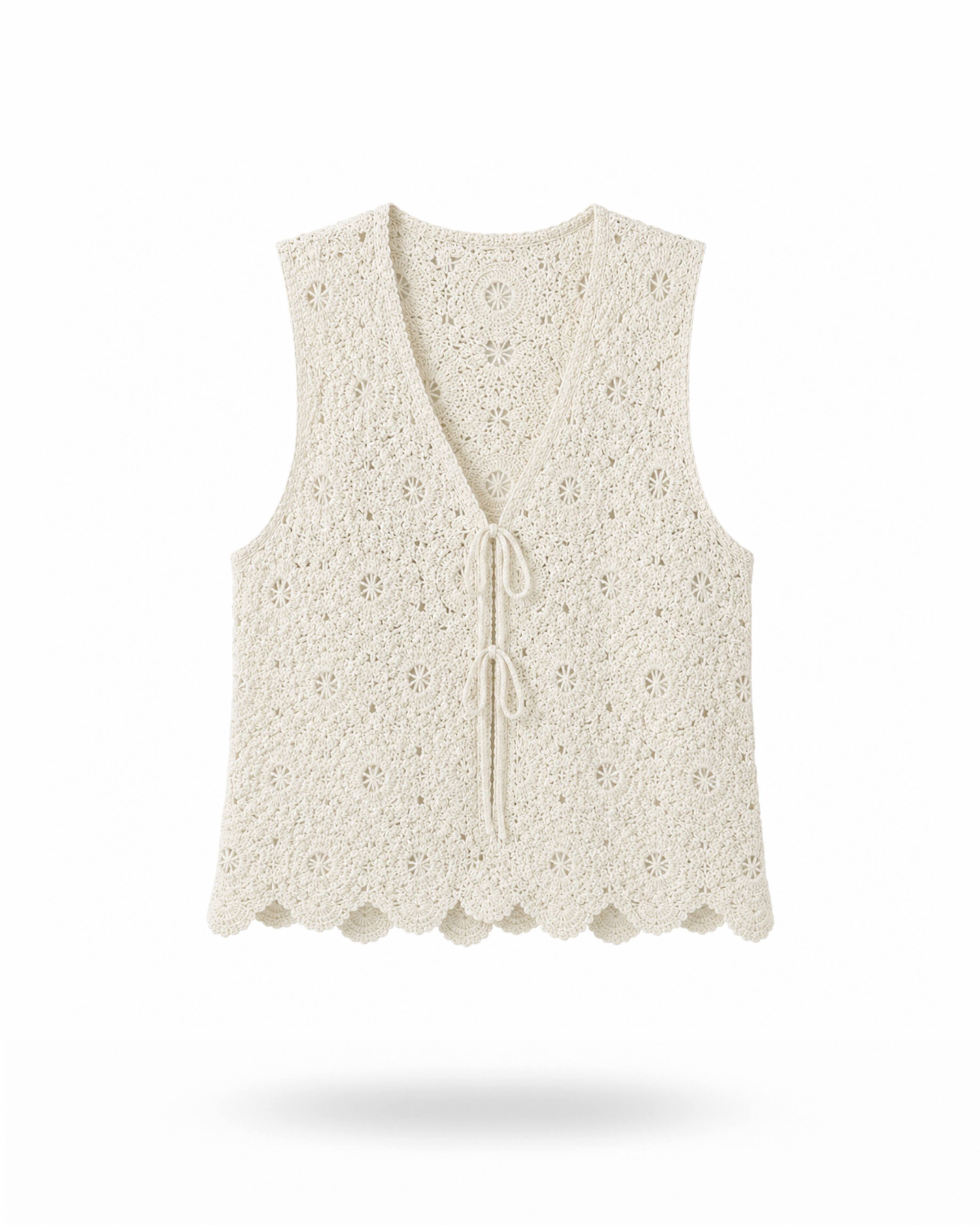 Boho Häckelweste Creme