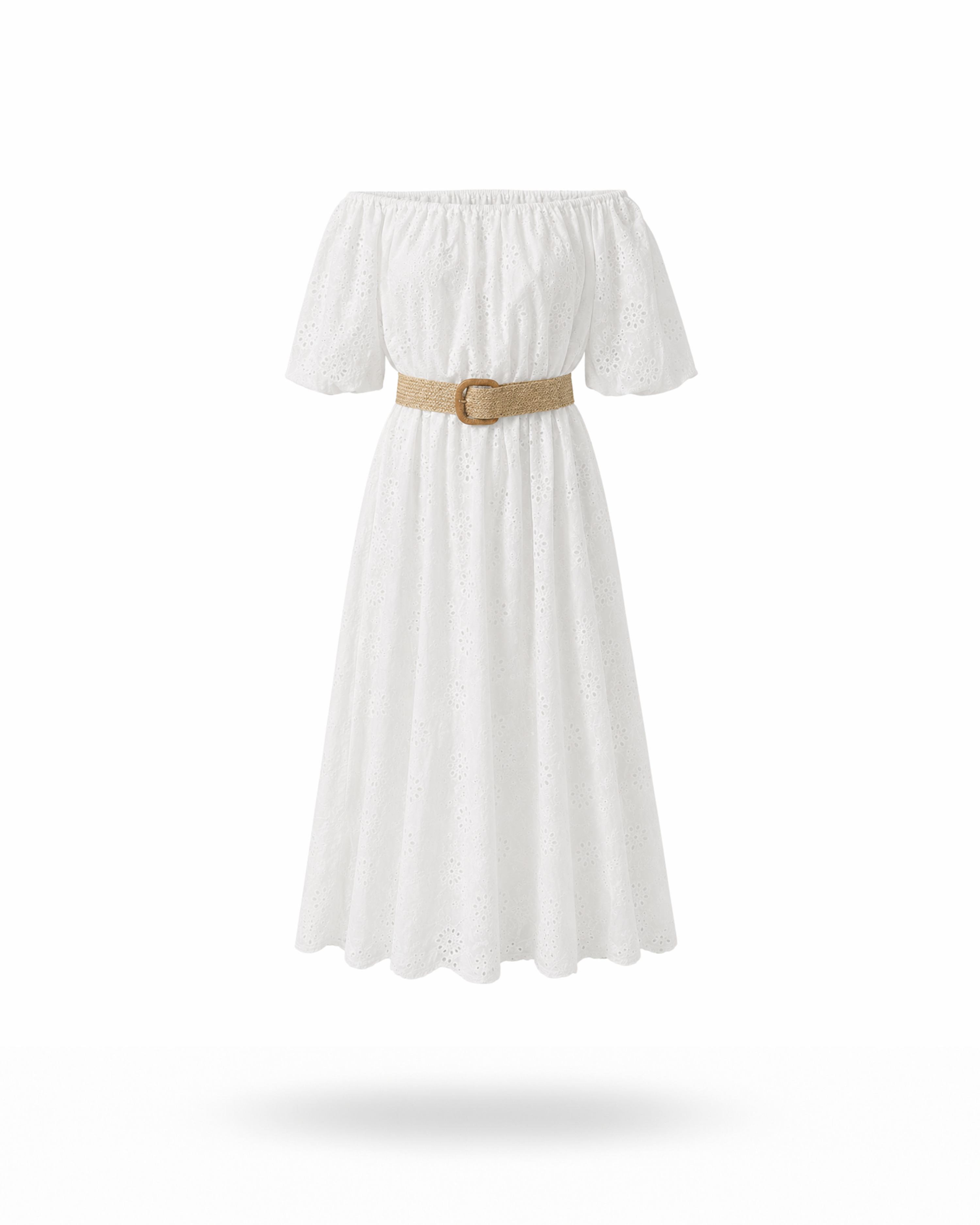 Schulterfreies Kleid weiß