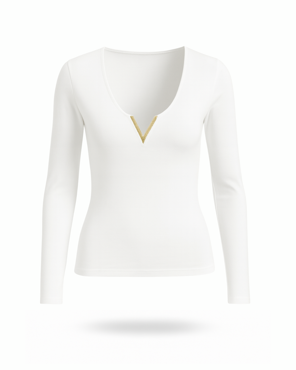 Stretch Longsleeve Damen

Party Oberteil Damen weiß

Tiefes V-Neck Shirt Damen

Langarmshirt weiß Damen

Glamour Oberteil Damen

Gold Detail Top Damen

Fashion Top Damen weiß