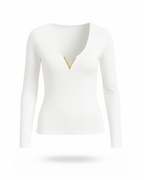 Stretch Longsleeve Damen

Party Oberteil Damen weiß

Tiefes V-Neck Shirt Damen

Langarmshirt weiß Damen

Glamour Oberteil Damen

Gold Detail Top Damen

Fashion Top Damen weiß
