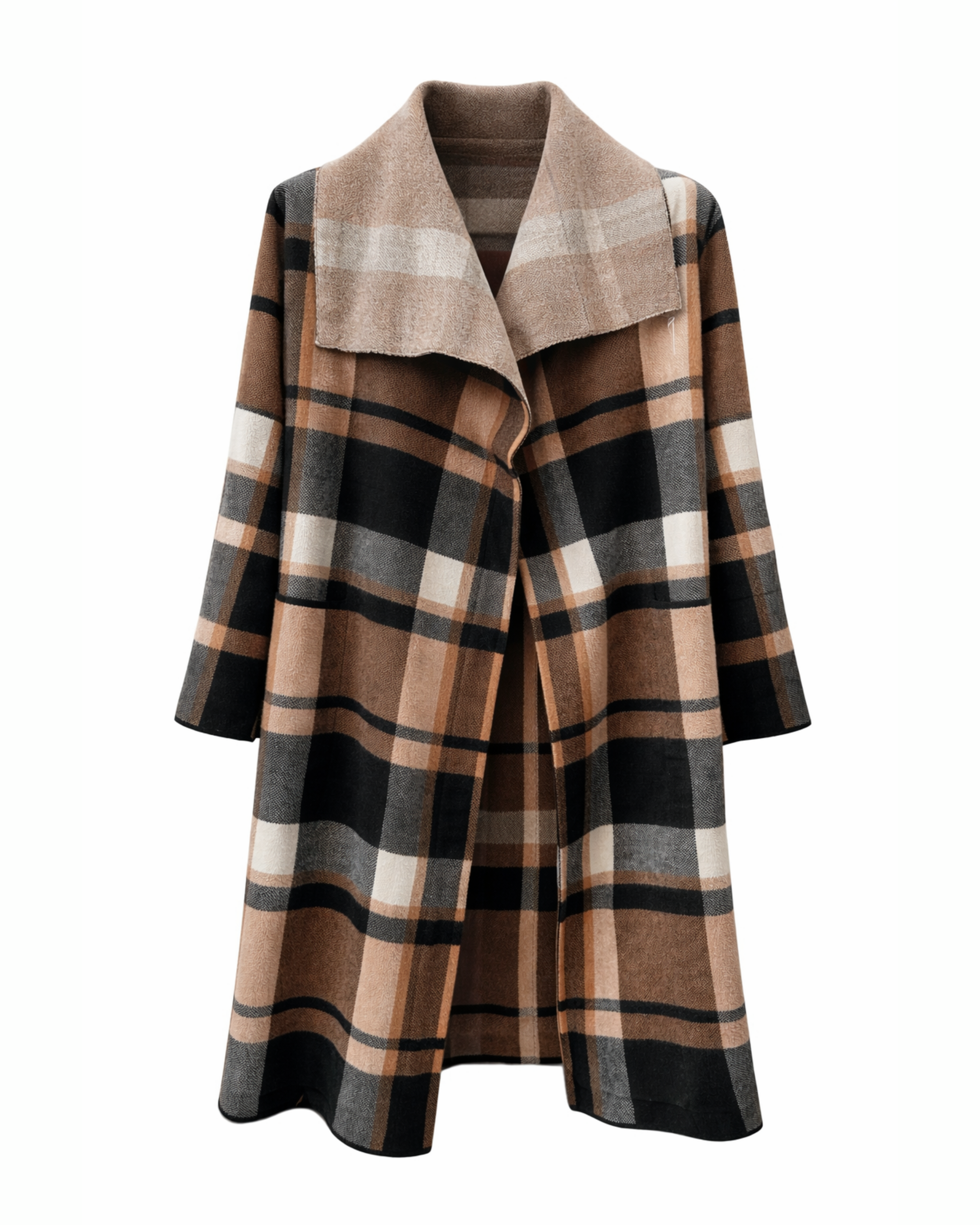 karierter Mantel Damen, Damenmantel kariert, Mantel mit Karomuster, Übergangsmantel Damen, Wintermantel Damen, Mantel mit Reverskragen, offener Mantel Damen, langer Damenmantel, modischer Mantel Damen, klassischer Mantel Damen, Mantel für Herbst und Winter, Damenmantel elegant, zeitloser Damenmantel, Mantel für Alltag und Büro