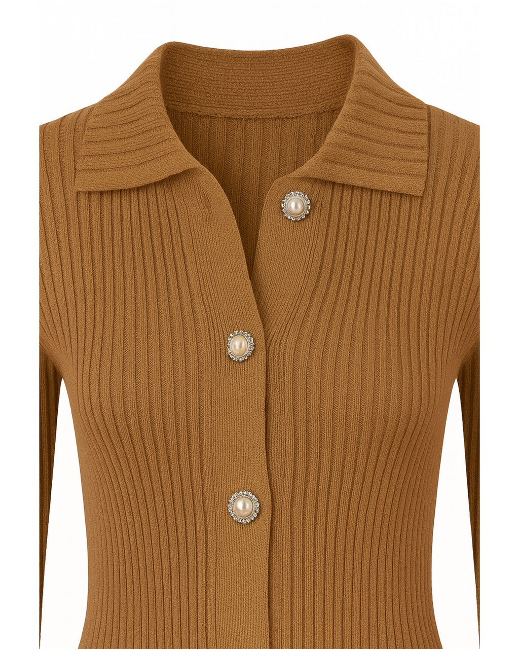 Strickkleid Rippstrick Braun