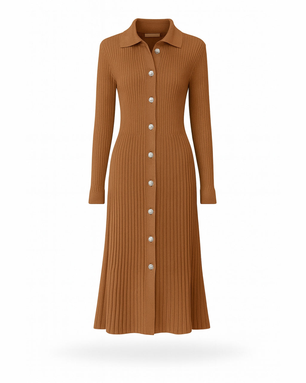 Strickkleid Rippstrick Braun