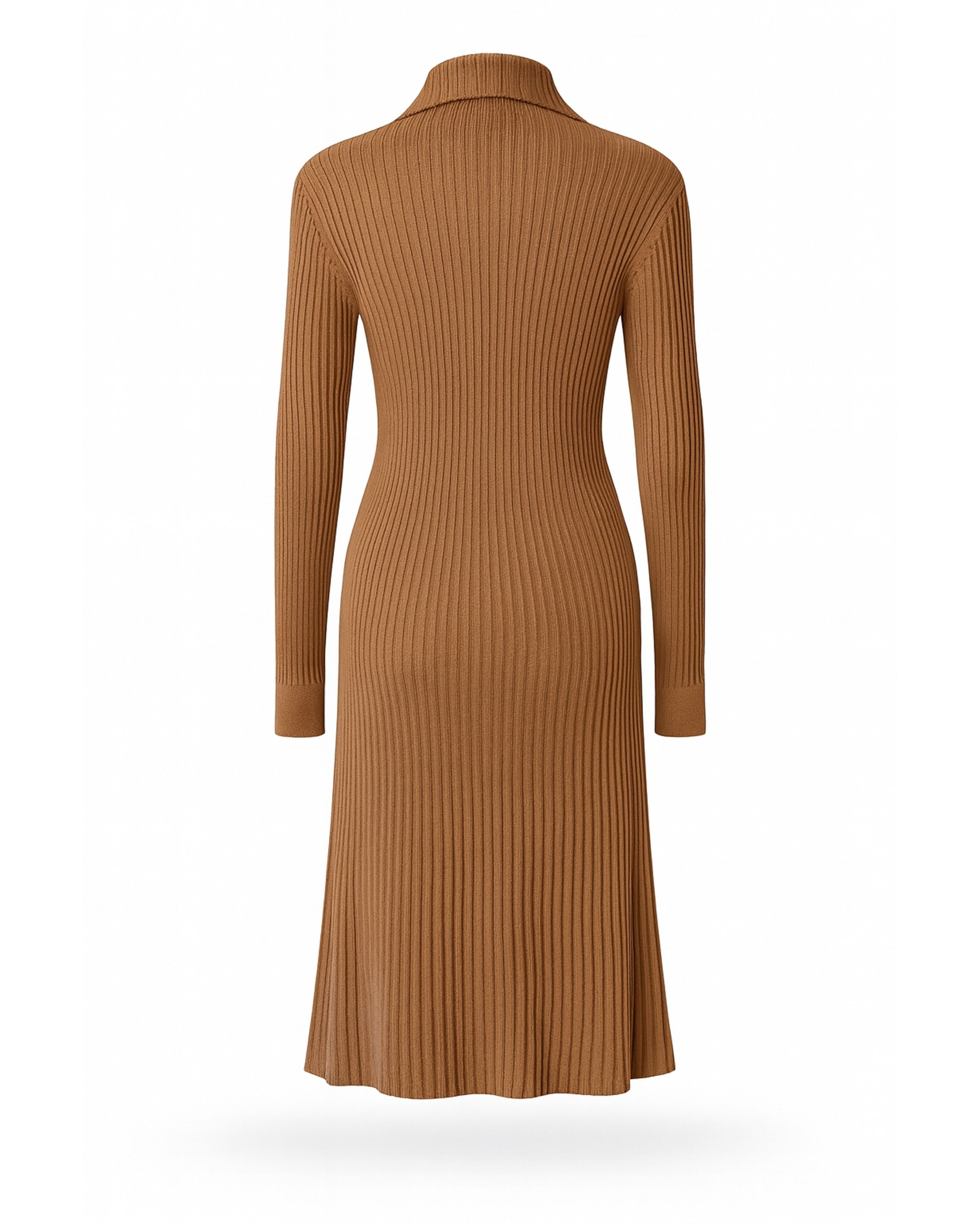 Strickkleid Rippstrick Braun